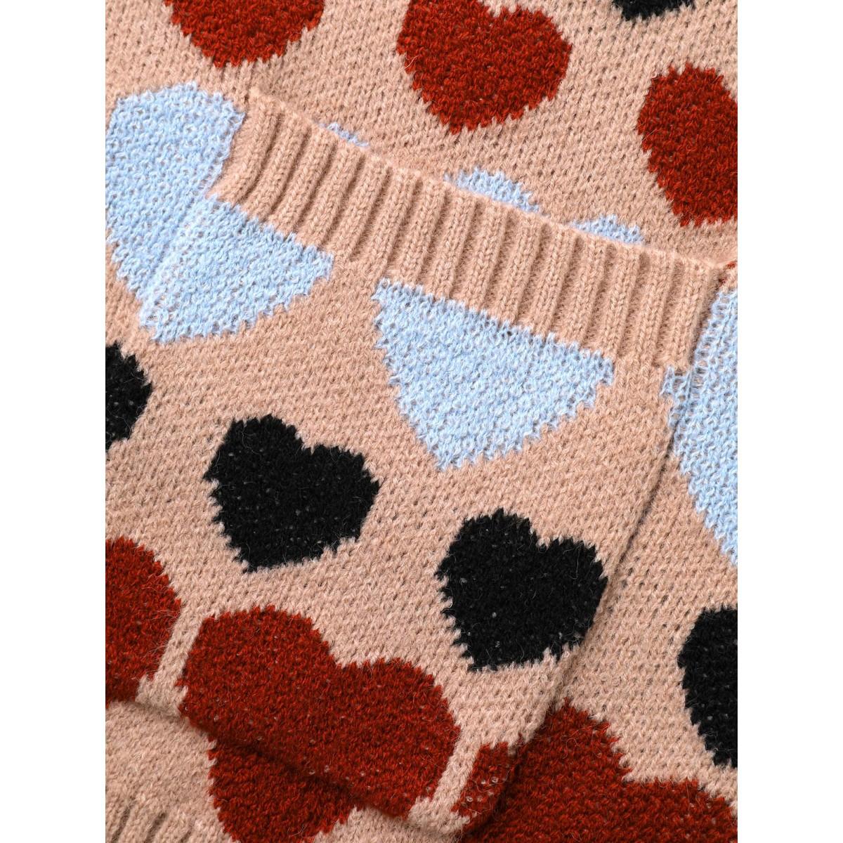 Plus Size Contrast Heart Patch Pocket Cardigan Nudepink Women Casual Loose Long Sleeve Everyday Cardigans BloomChic 14-16/1X Product Image