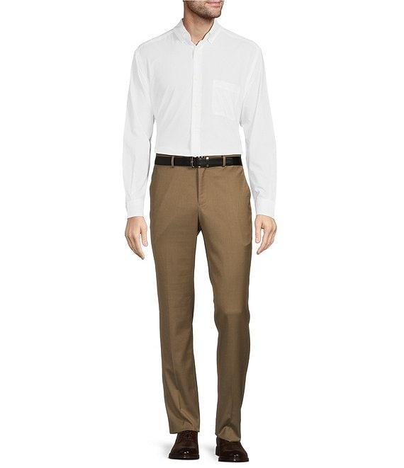 Roundtree & Yorke Luxury Gabardine Ultimate Comfort Straight Fit Flat Front Dress Pants Product Image