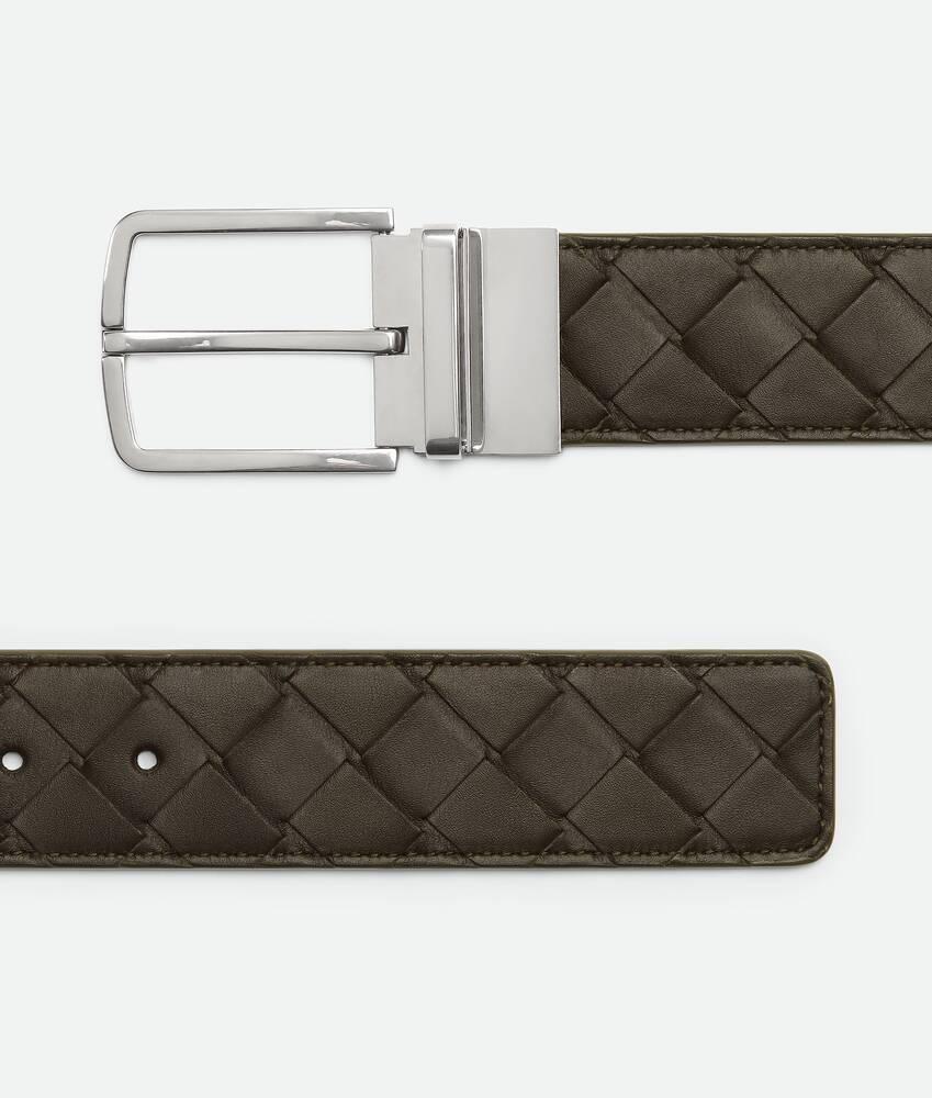 Men's Intrecciato Reversible Belt in Kaki/dark praline Product Image