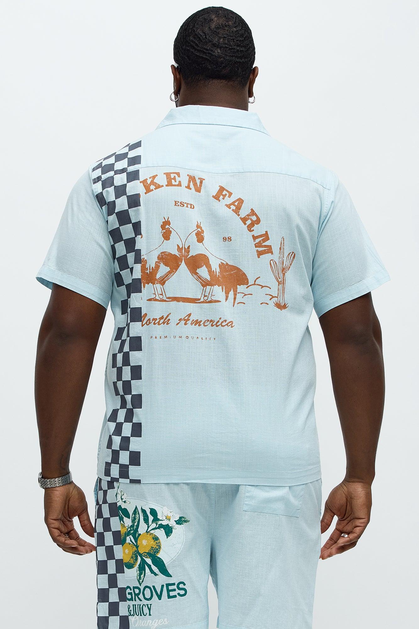 Groves Short Sleeve Button Up Shirt - Light Blue Male Product Image