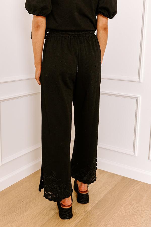 Vineyard Villa High Waist Embroidered Pants in Black Product Image