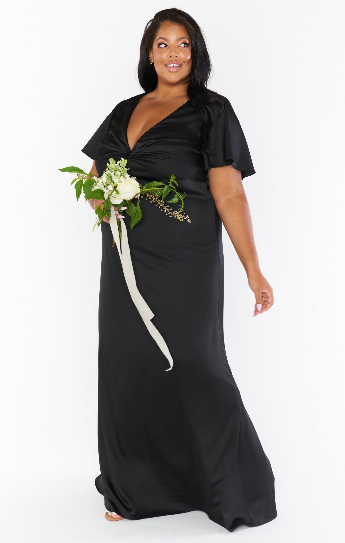 Rome Twist Gown ~ Black Luxe Satin Product Image