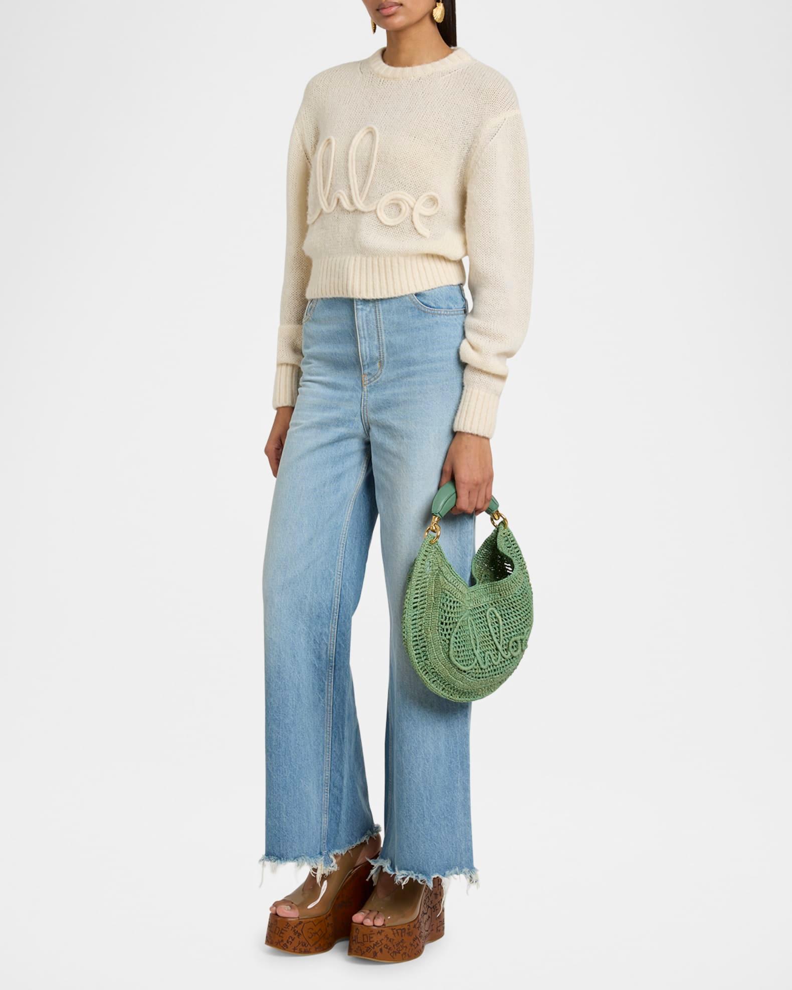 Summer Banana Top-Handle Bag in Crochet Fabric  Product Image