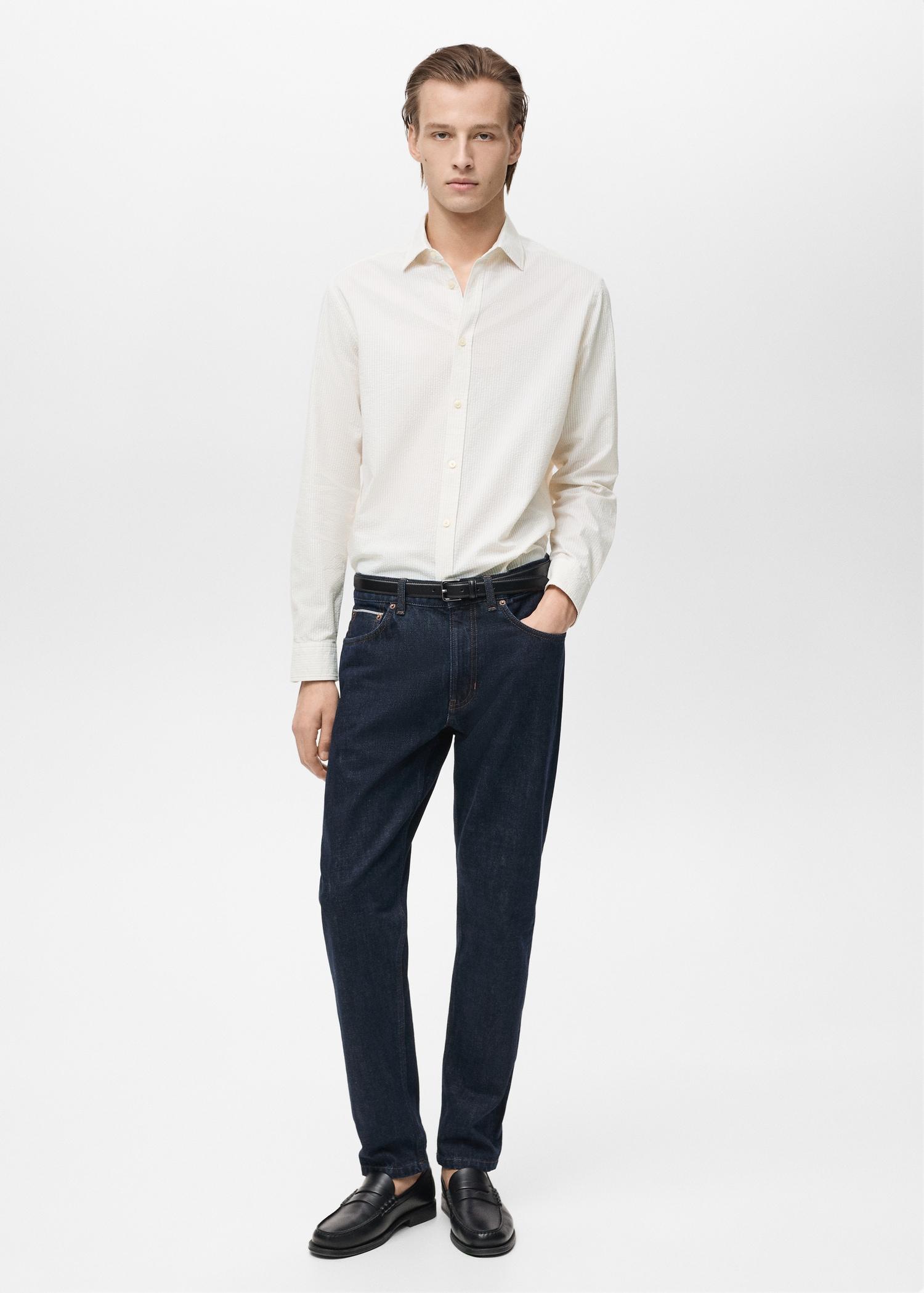 Striped seersucker shirt - Men | MANGO USA Product Image