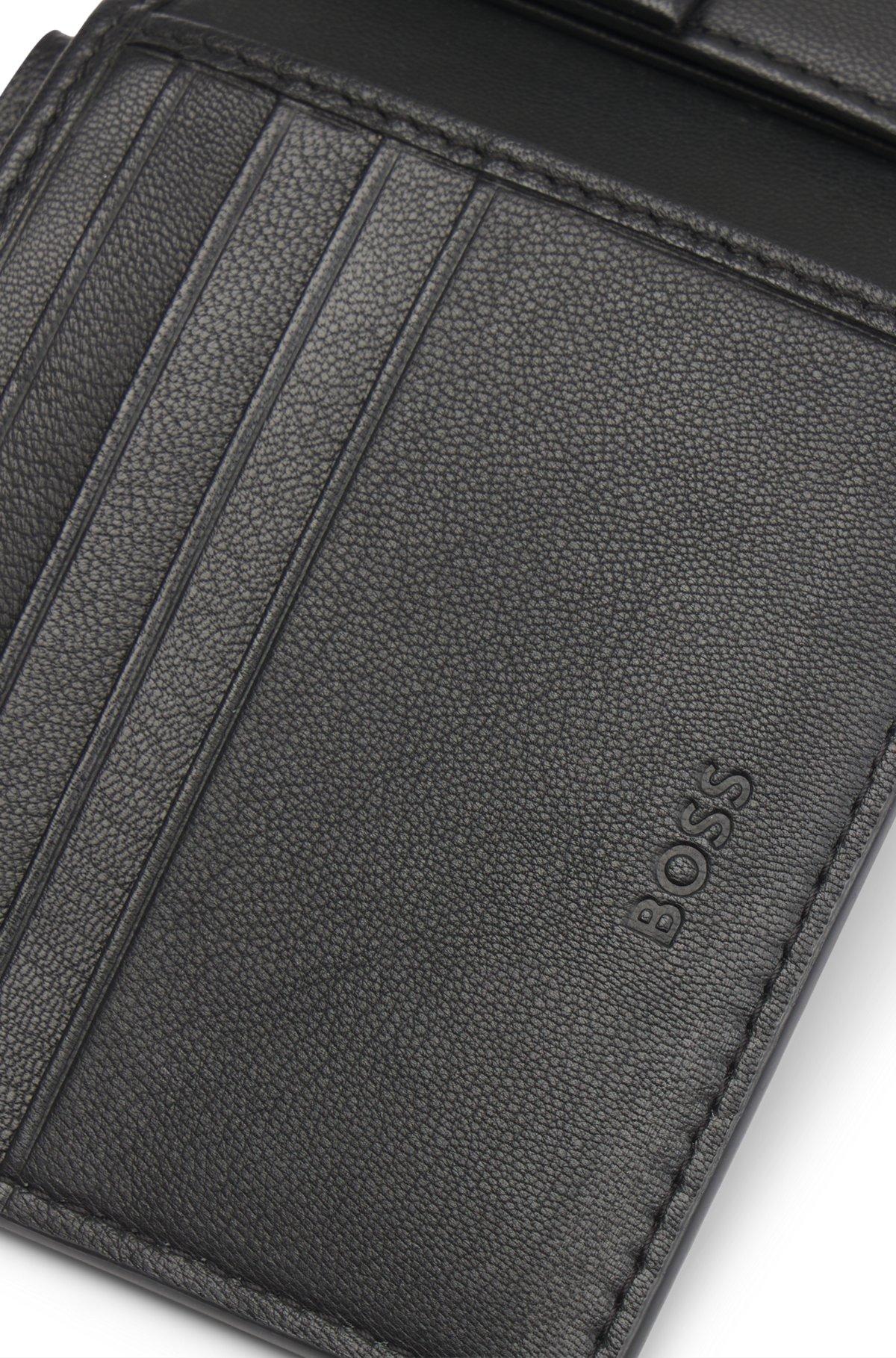 Leather folding wallet with geometric logos Product Image