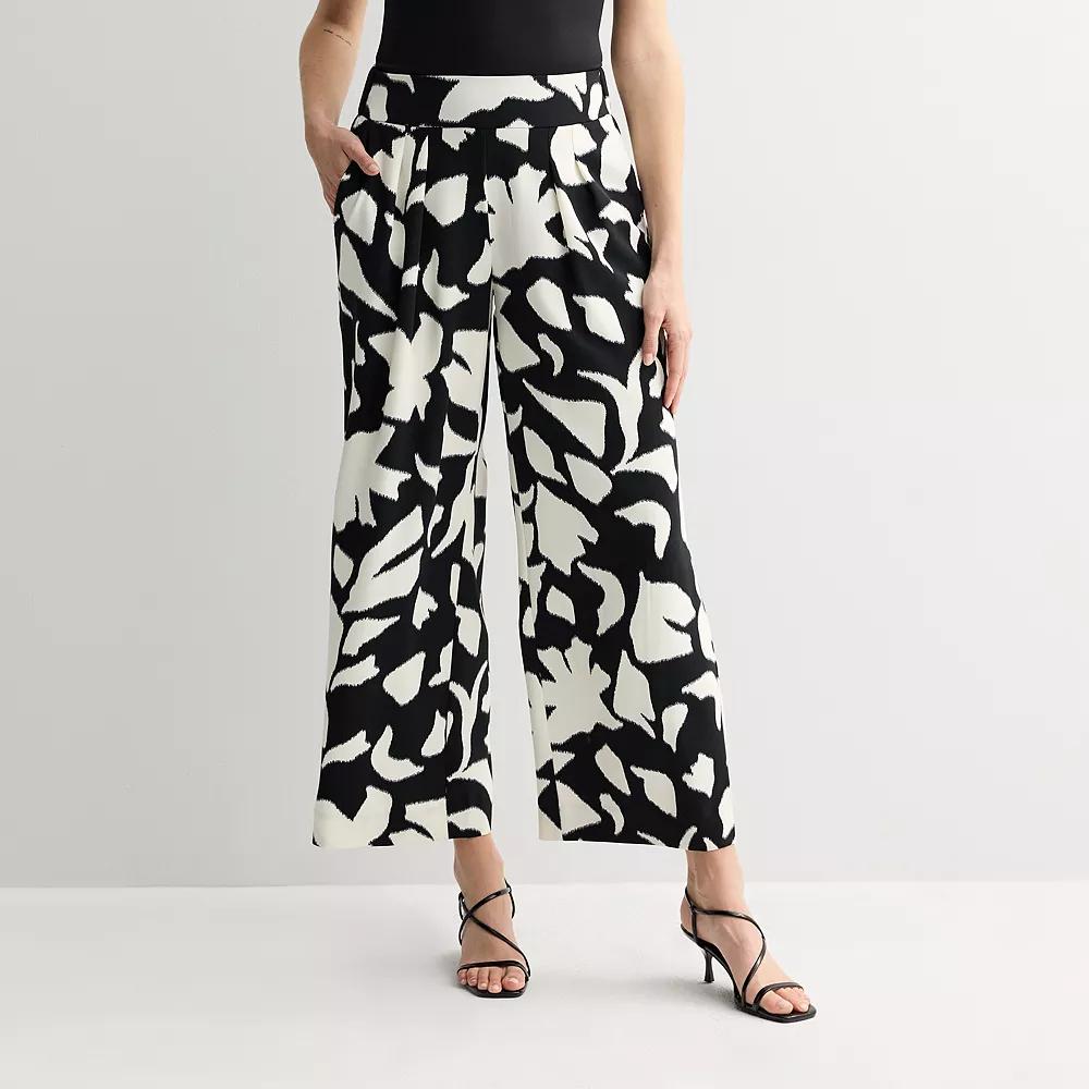 Women's Nine West Soft Pull-On Wide Leg Pants, Size: Small, Black Eve Abstract Product Image
