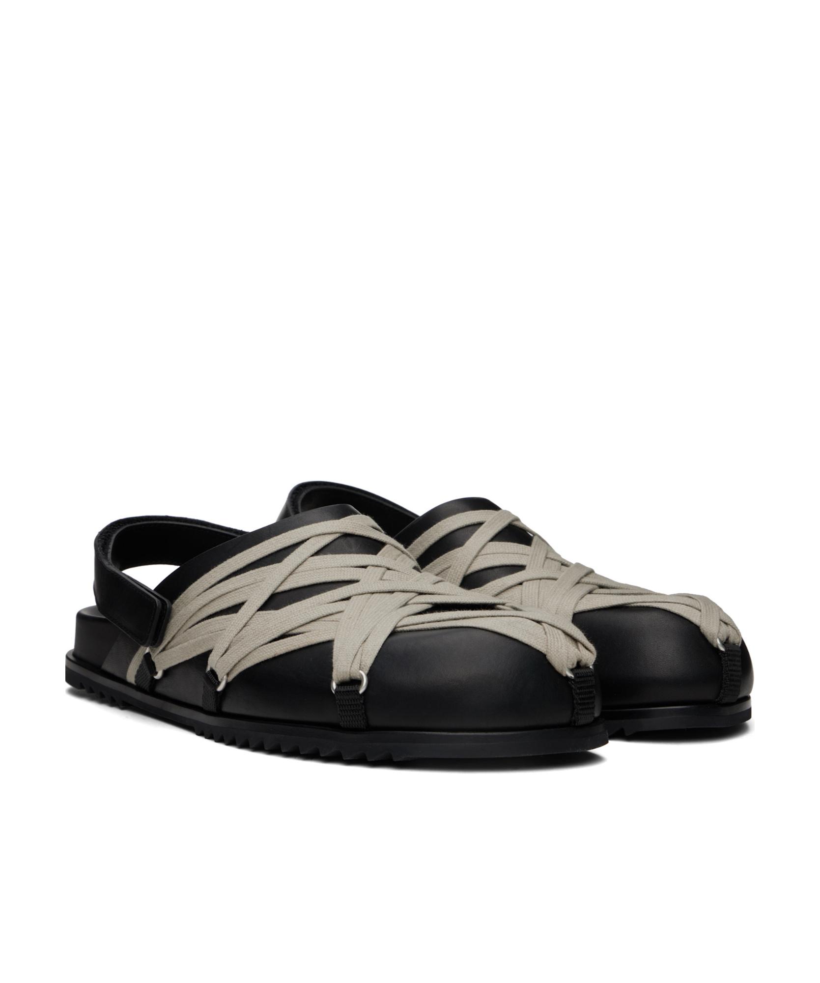 RICK OWENS Leather Loafers With Crisscross Detail In Black Product Image