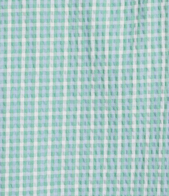Cremieux Blue Label Gingham Seersucker Performance Short Sleeve Button Front Woven Shirt Product Image