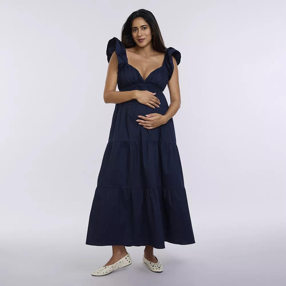 Maternity Motherhood® Babydoll Ruffle Maxi Dress, Women's,  Product Image