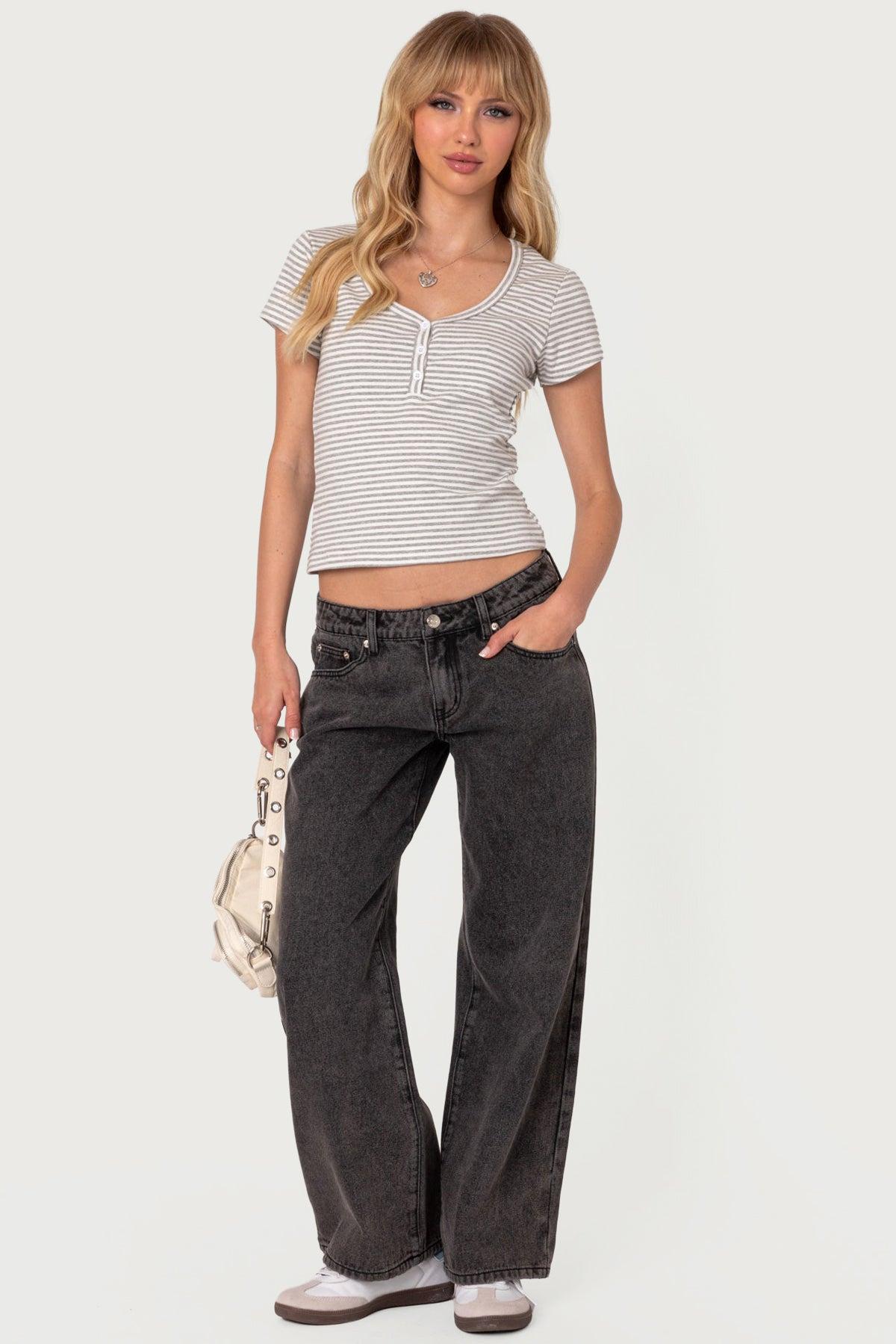 Petite Raelynn Washed Low Rise Baggy Jeans Product Image
