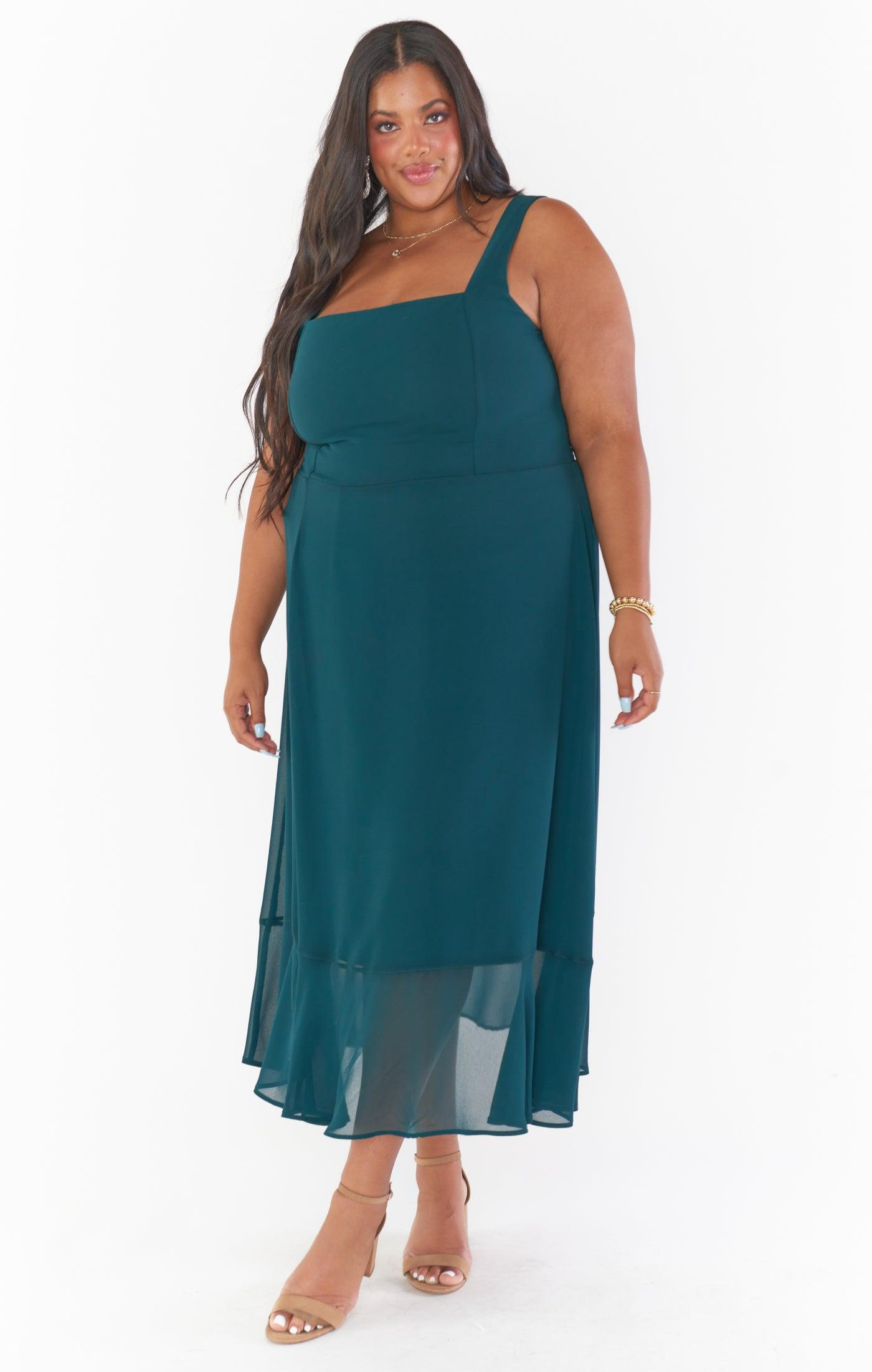 Claire Midi Dress ~ Emerald Chiffon Product Image
