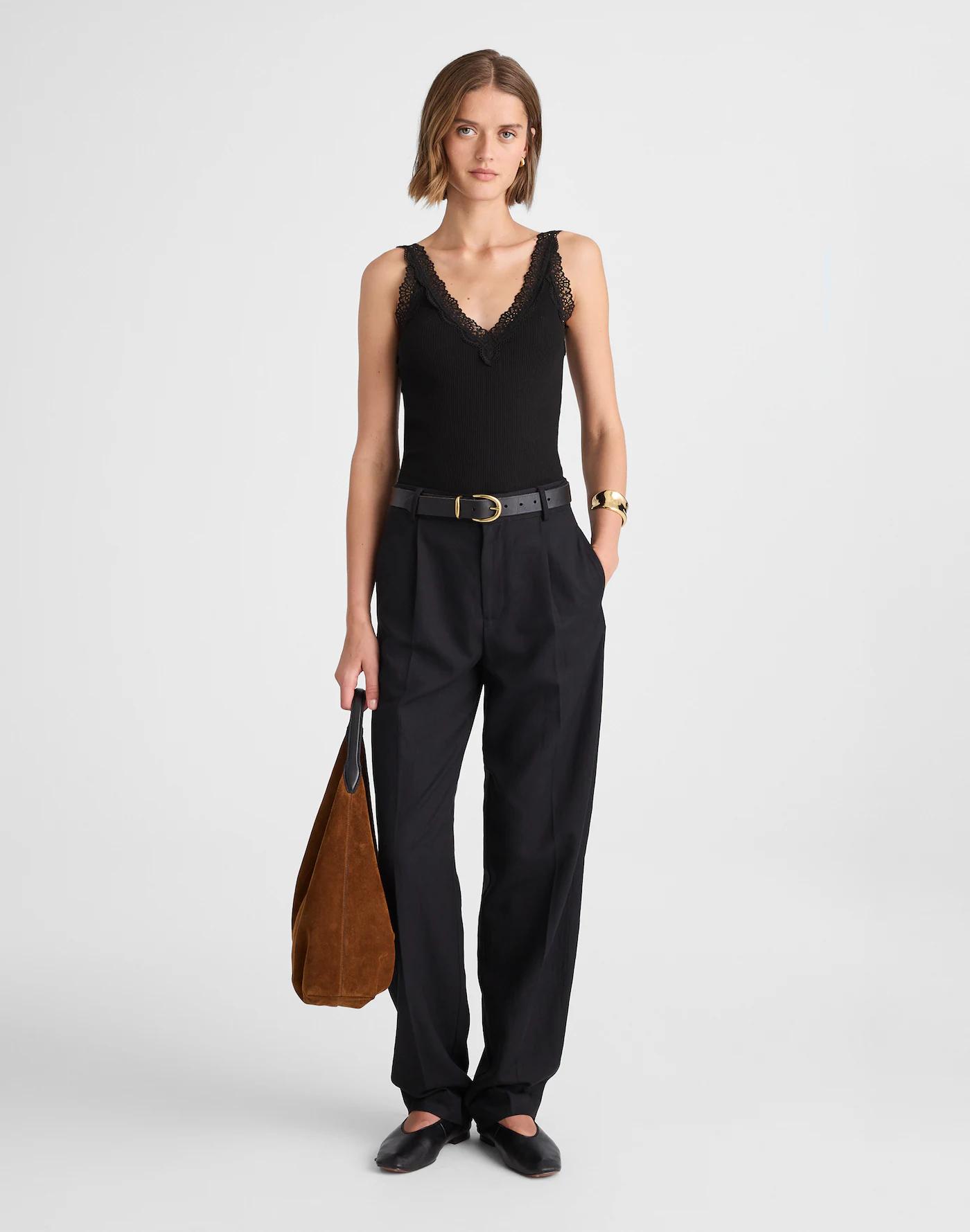 Lace-Trim V-Neck Tank Product Image