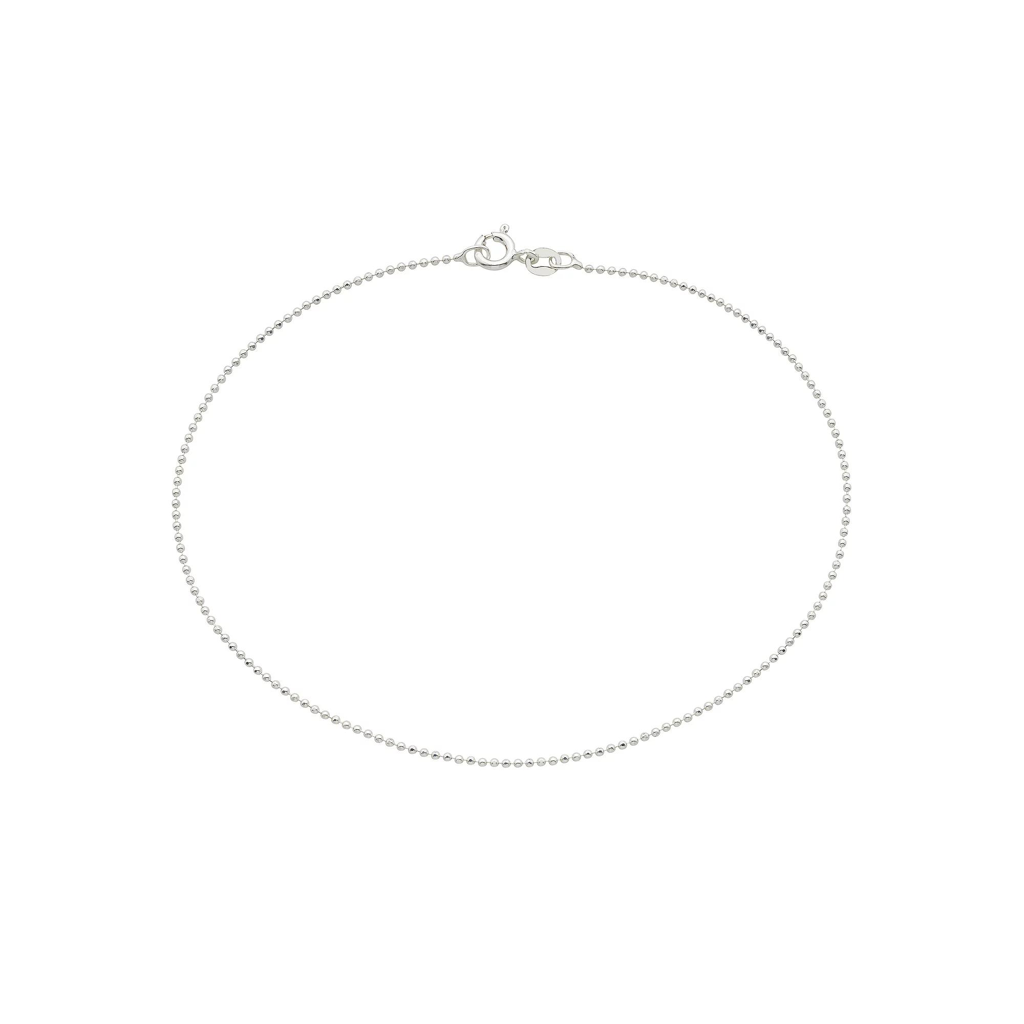 Sterling Silver Bead Anklet, Womens Product Image