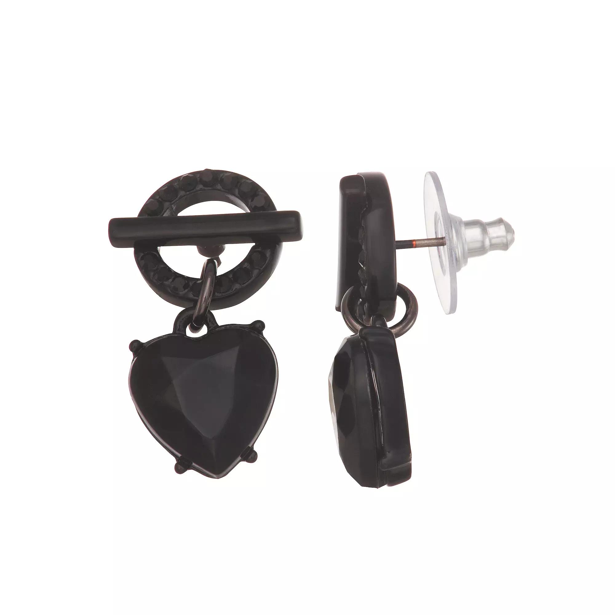 Simply Vera Vera Wang Jet Tone Heart Drop Post Earrings, Women's, Black Product Image