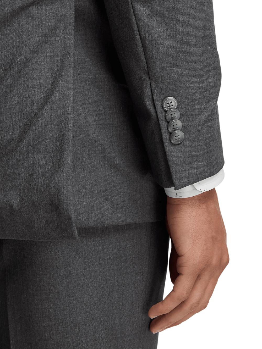 Classic Fit Essential Wool Double Breasted Peak Lapel Suit Jacket - Black Product Image