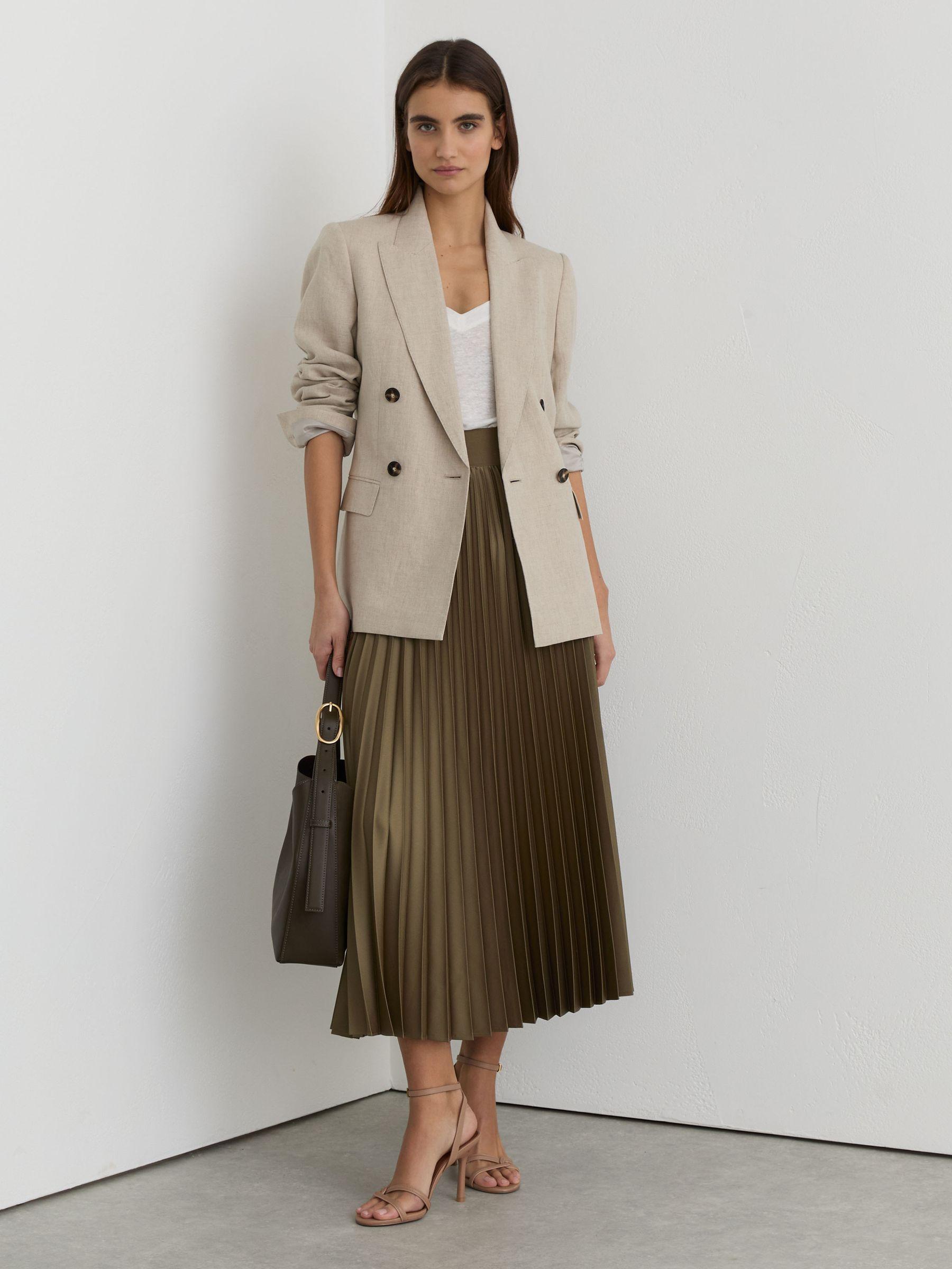 Petite Cotton Short-Sleeve Belted Midi Dress with Stretch in Ivory Product Image