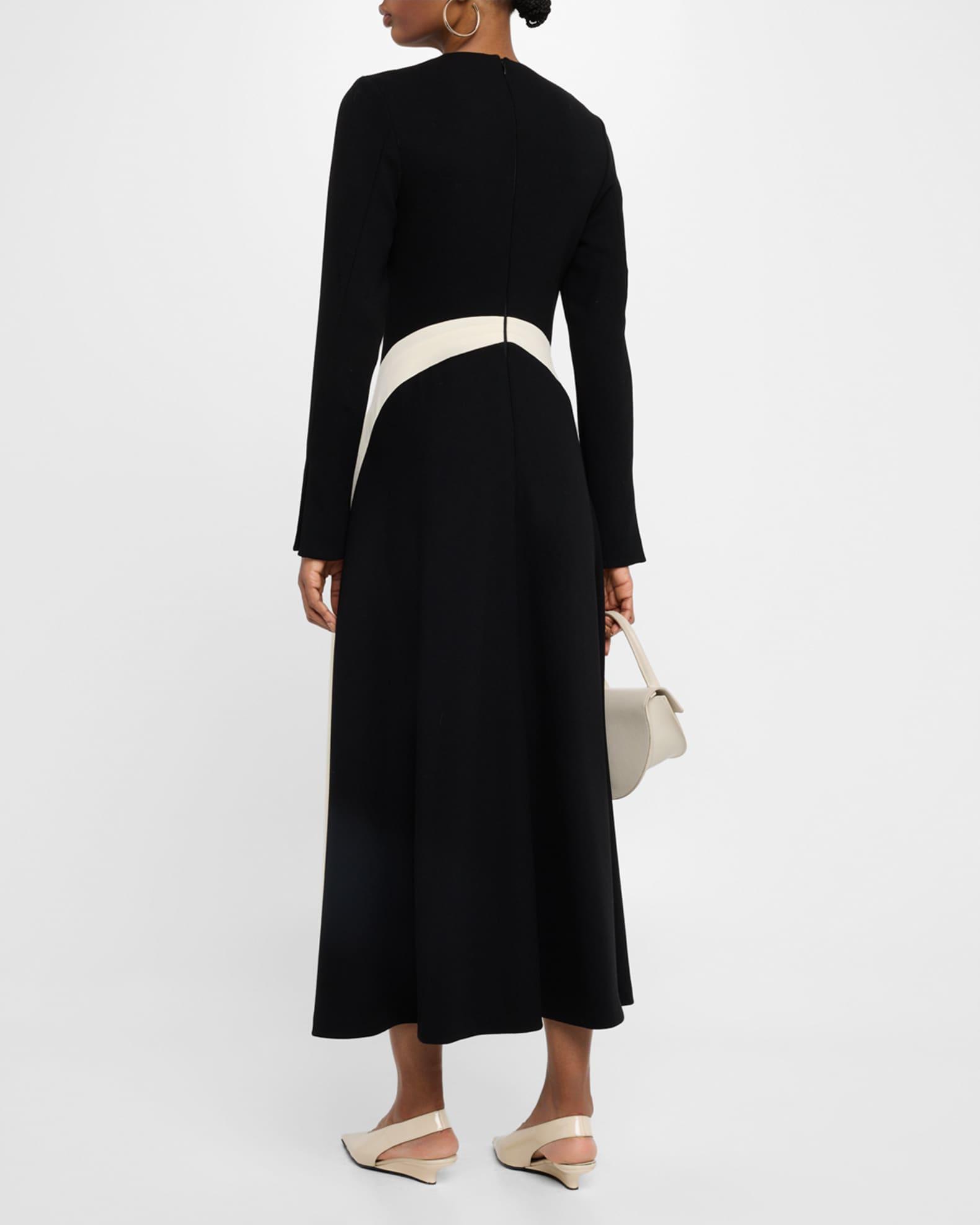 Contrast Stripe Long-Sleeve Midi Dress Product Image