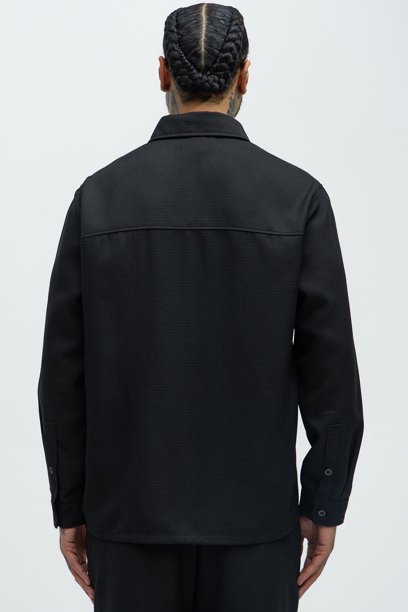 Kerr Textured Button Up Shirt - Black Product Image