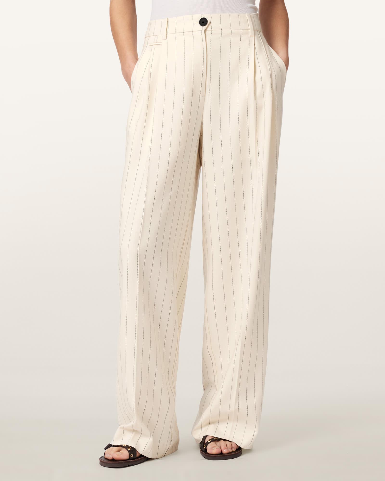 Olga Wide Leg Pleated Pants CREAM WHITE | ALLSAINTS US Product Image