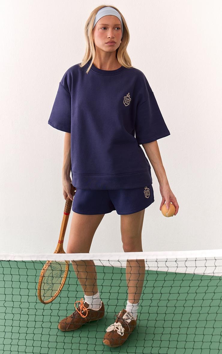 Navy Embroidered Sweat Tee Product Image