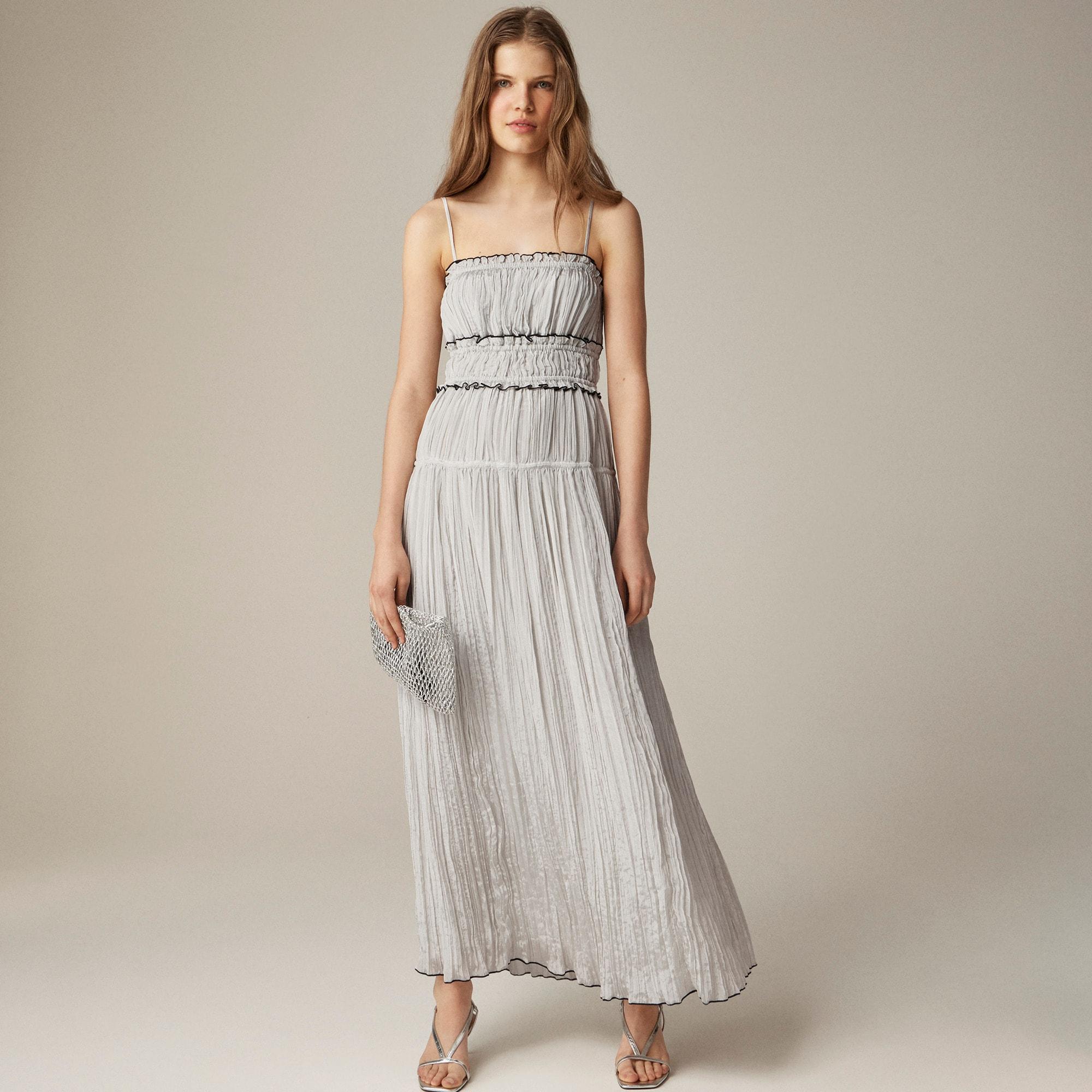 Crinkled ruffle-trim dress Product Image