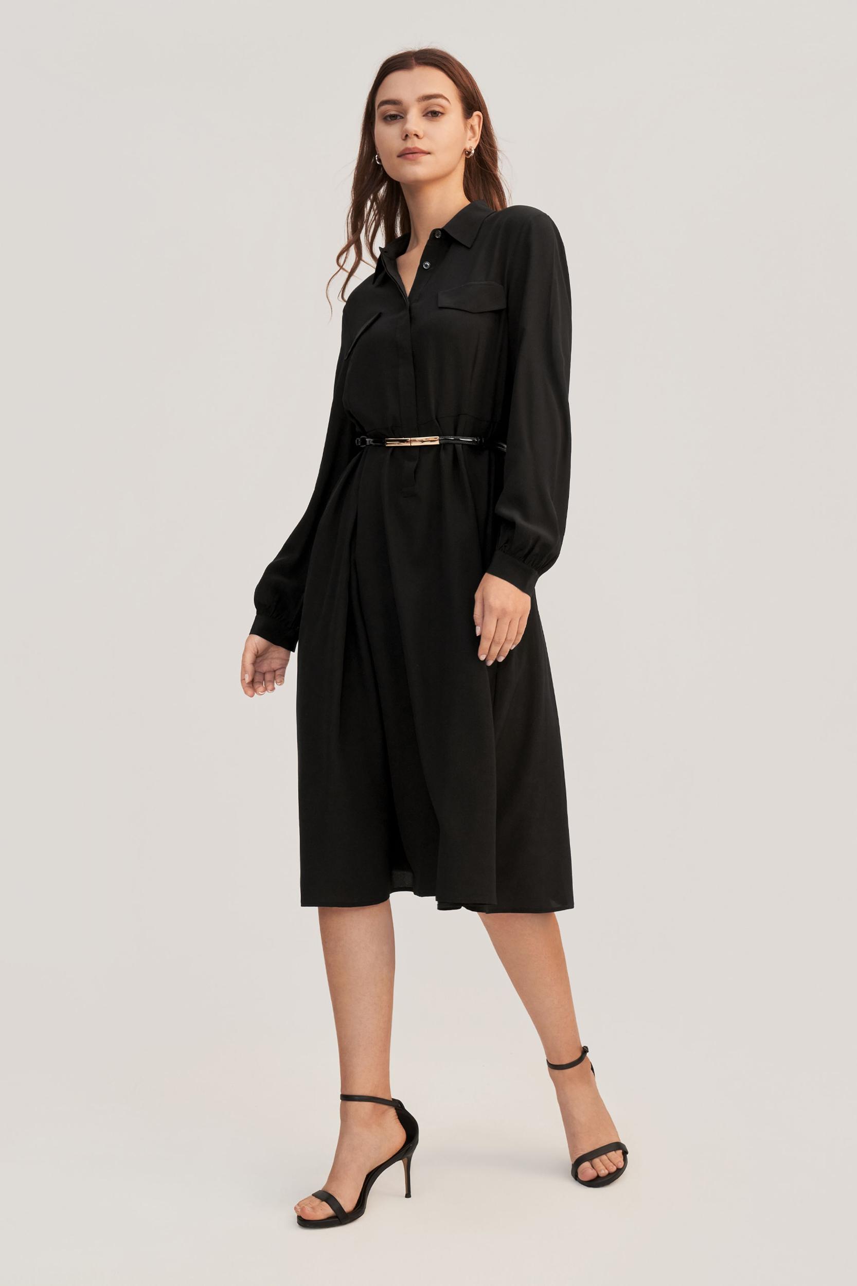 Women's Long Sleeve Retro Graceful Silk Dress Product Image