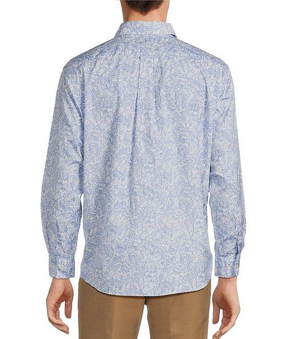 Roundtree & Yorke Long Sleeve Textured Paisley Print Slub Sport Shirt Product Image