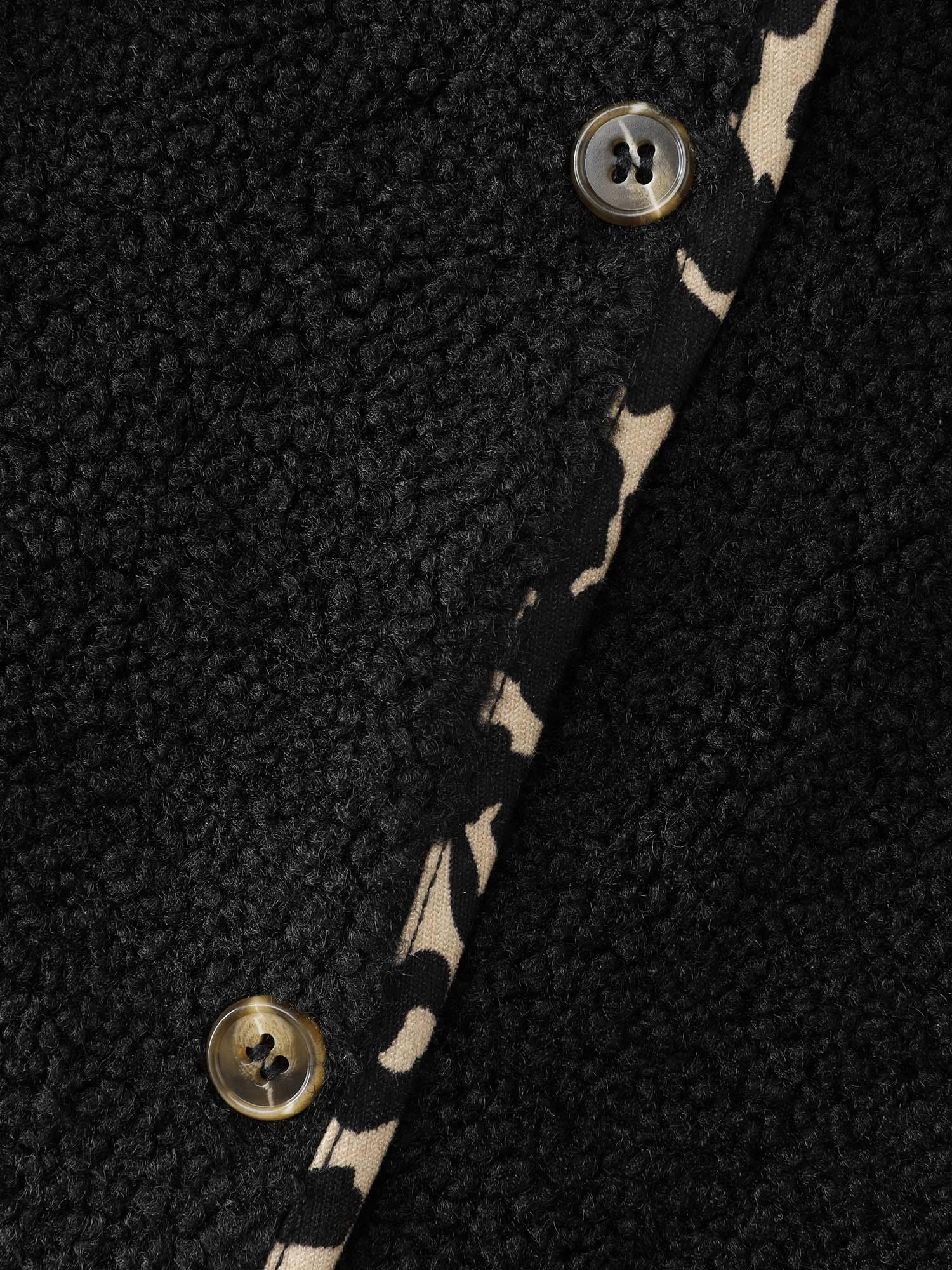 Faux Shearling Patchwork Leopard Edge Vest Female Product Image