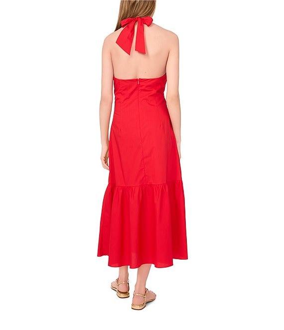1. STATE Halter V Neck Sleeveless Maxi Sheath Dress Product Image