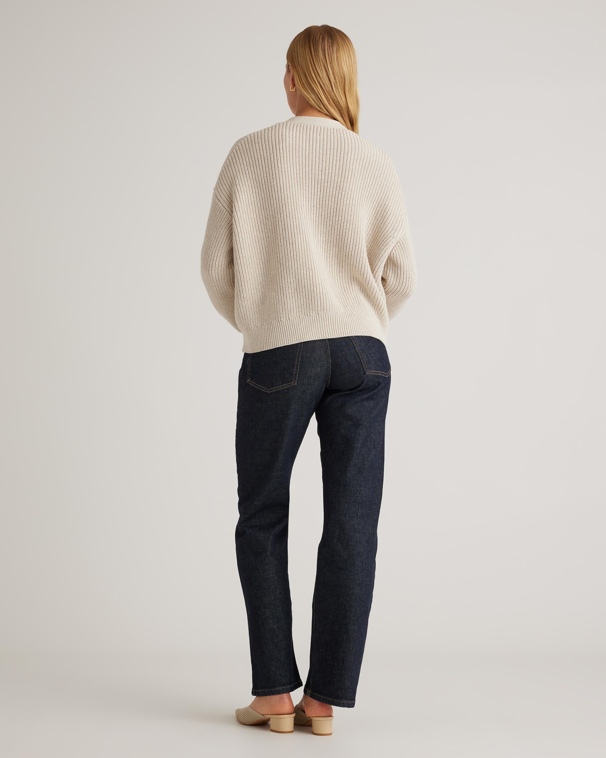 Quince | Women's Fisherman Boxy Cropped Cardigan Sweater Organic Cotton Product Image