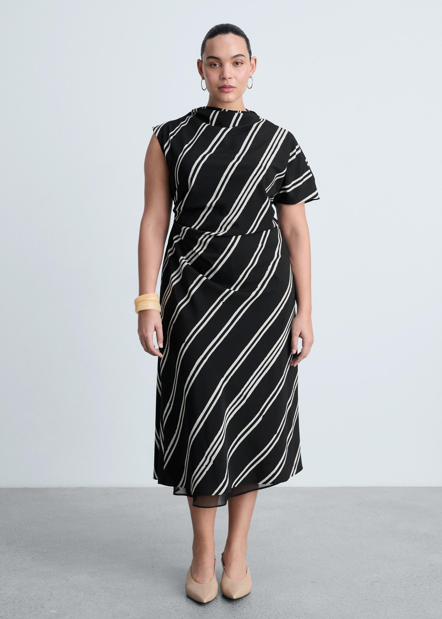 Stripe-print midi-dress - Women | MANGO USA Product Image