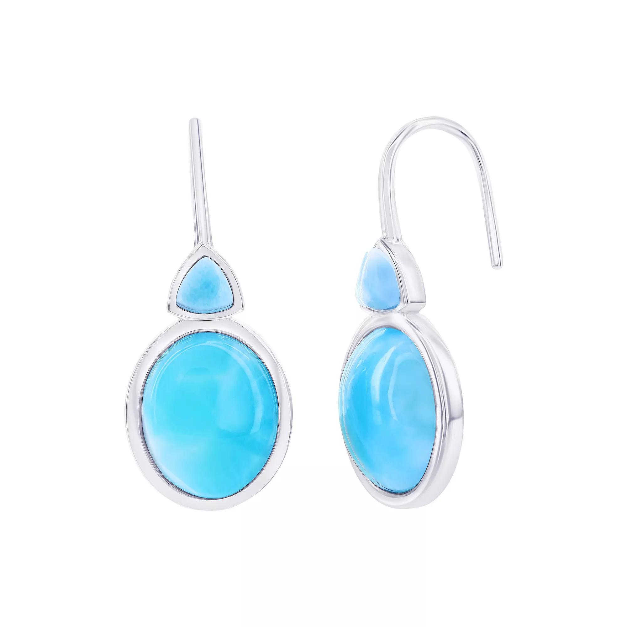 Nautica Rocks Sterling Silver Triangle and Oval Larimar Earrings, Women's Product Image