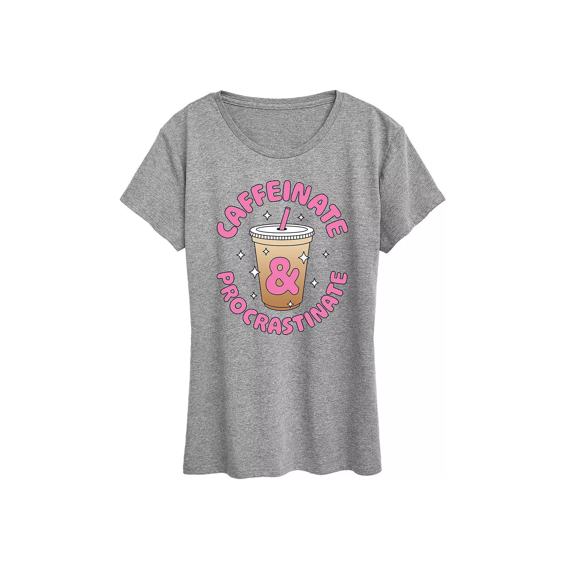 Women's Caffeinate And Procrastinate Graphic Tee, Girl's,  Product Image