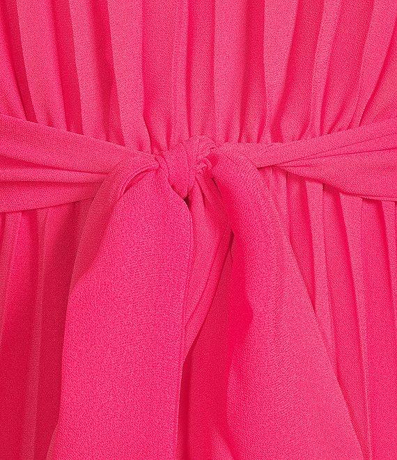 Sam Edelman Chiffon V-Neck Long Sleeve Pleated A-Line Midi Dress Product Image
