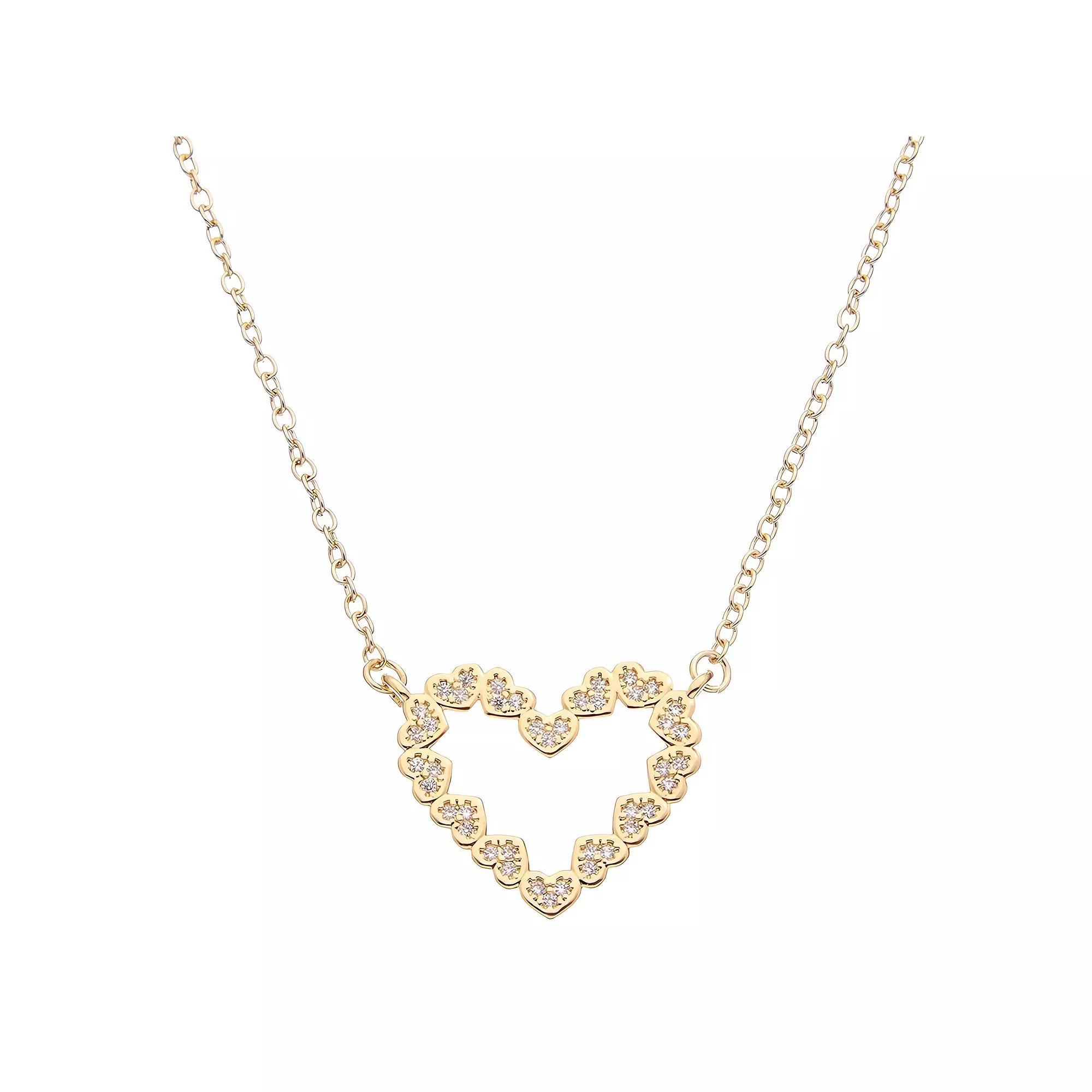 Juvell 18K Gold Plated Cubic Zirconia Heart Necklace, Women's, Two Tone Product Image