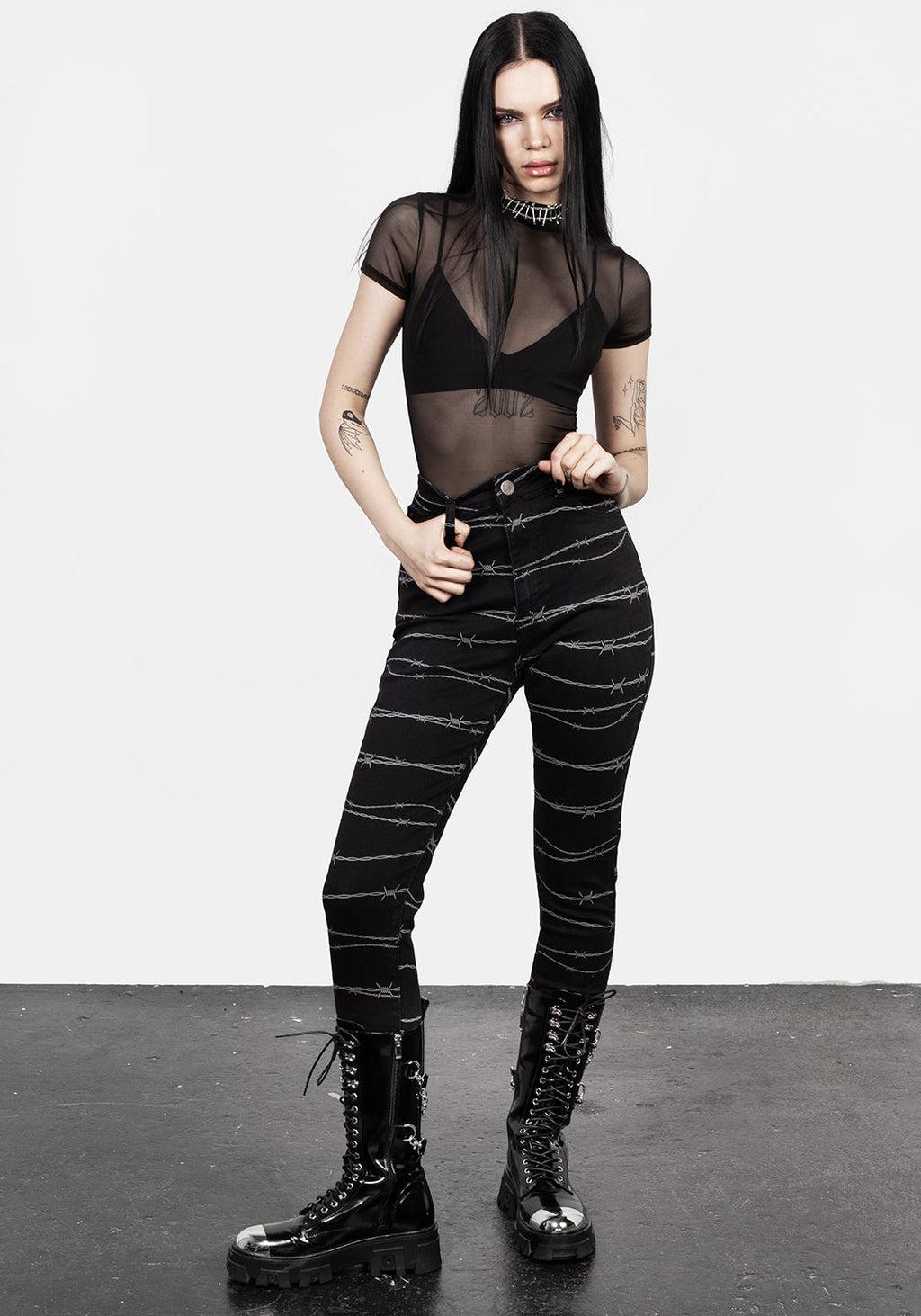 Barbed Denim Skinny Jeans Product Image