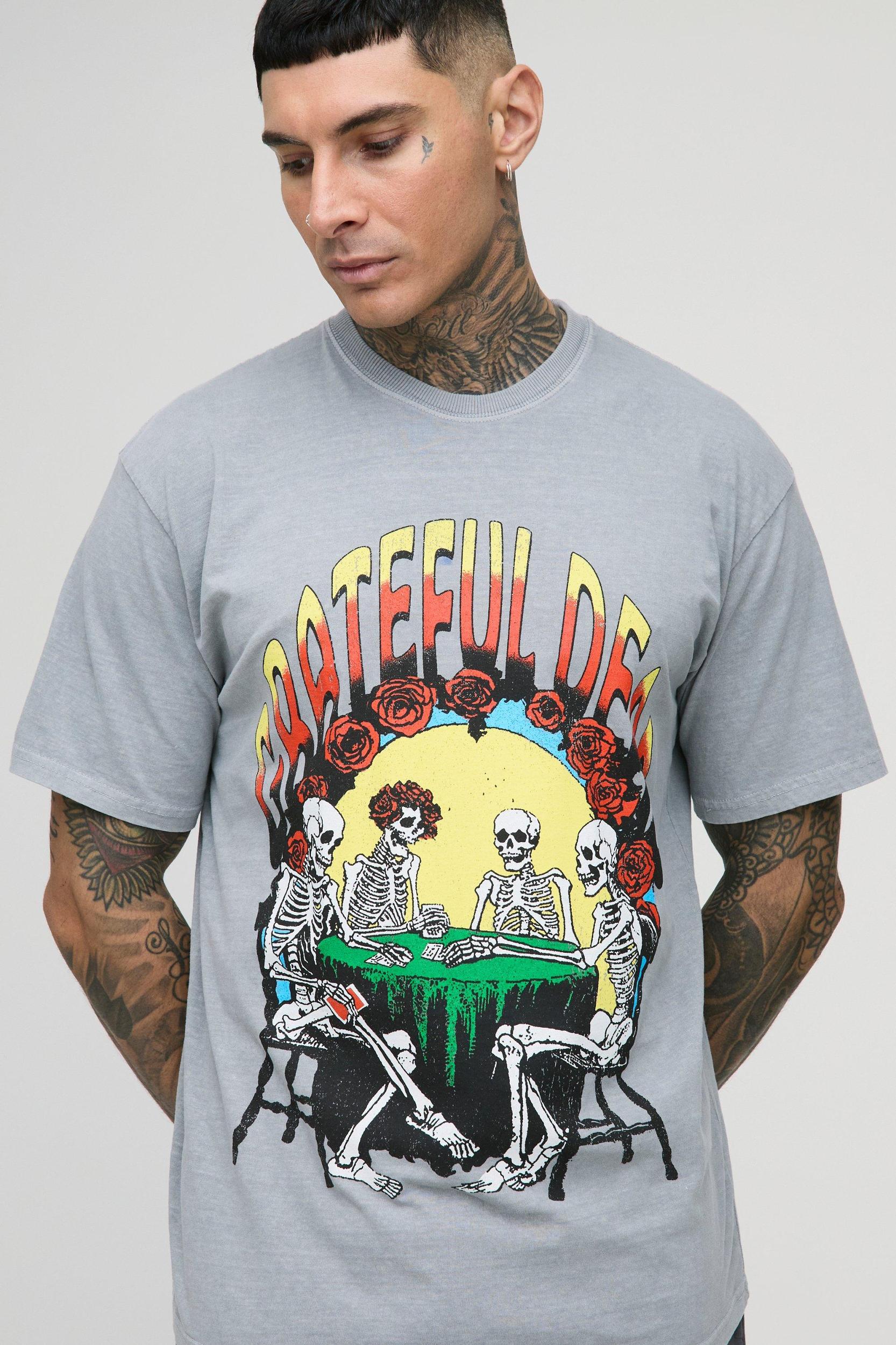 Tall Grateful Dead License Oversized Washed Print T-Shirt | boohooMAN USA Product Image