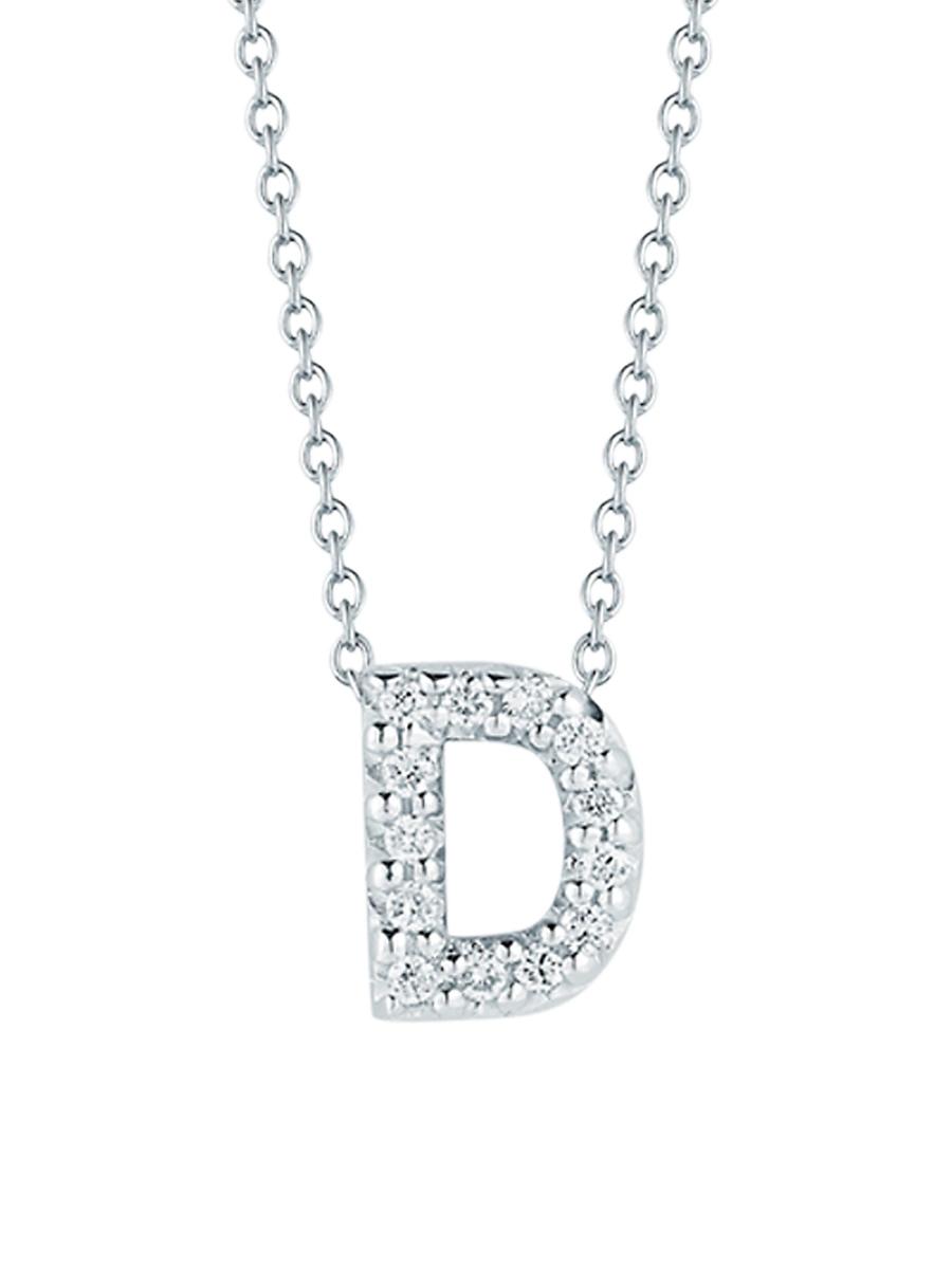 Womens Tiny Treasures 0.08 TCW Diamond & 18K White Gold Initial Necklace Product Image