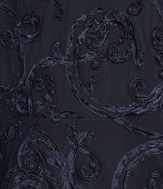 R & M Richards Embroidered Soutache Mesh Lace 3/4 Sleeve Scoop Neck 2-Piece Pant Set Product Image