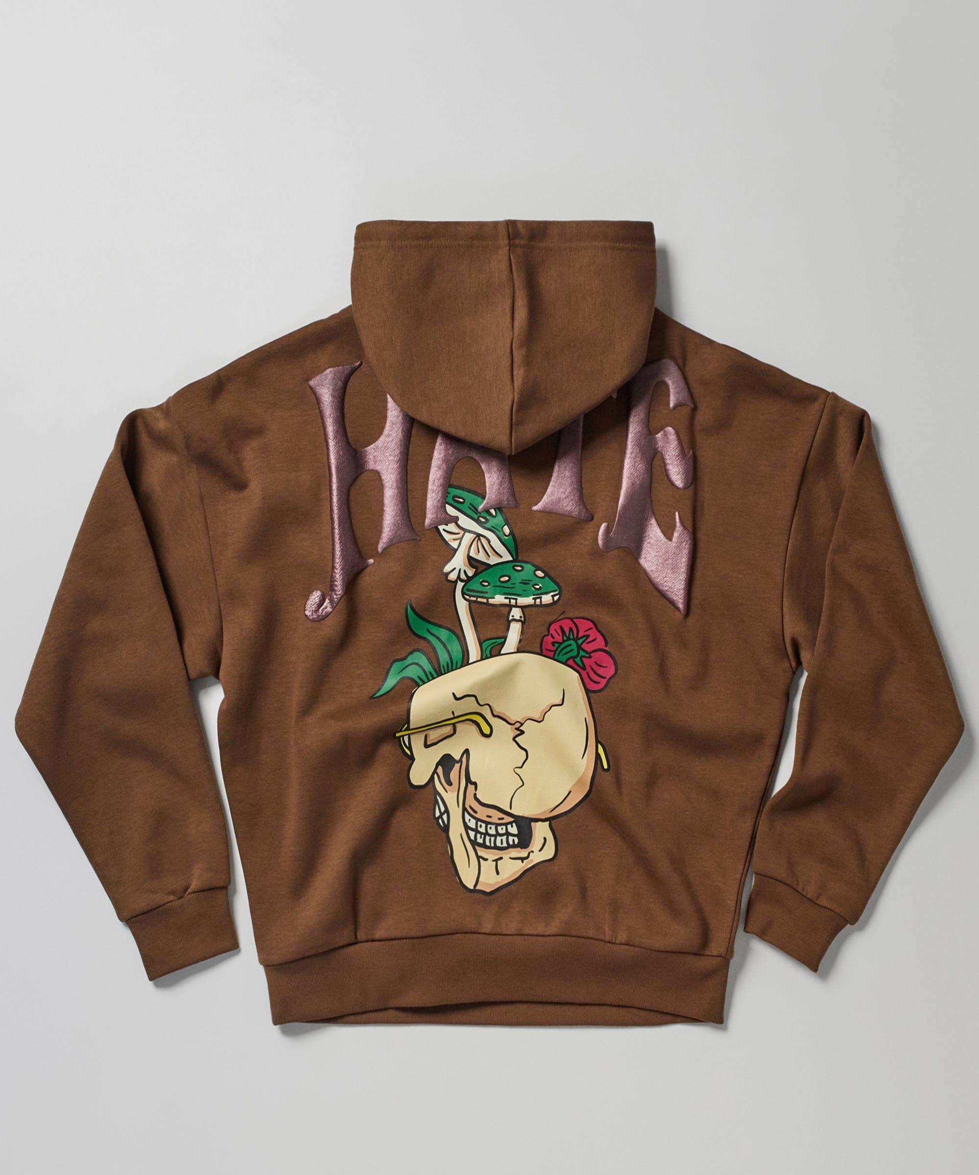 Love Hate Puff Print Hoodie - Khaki Product Image