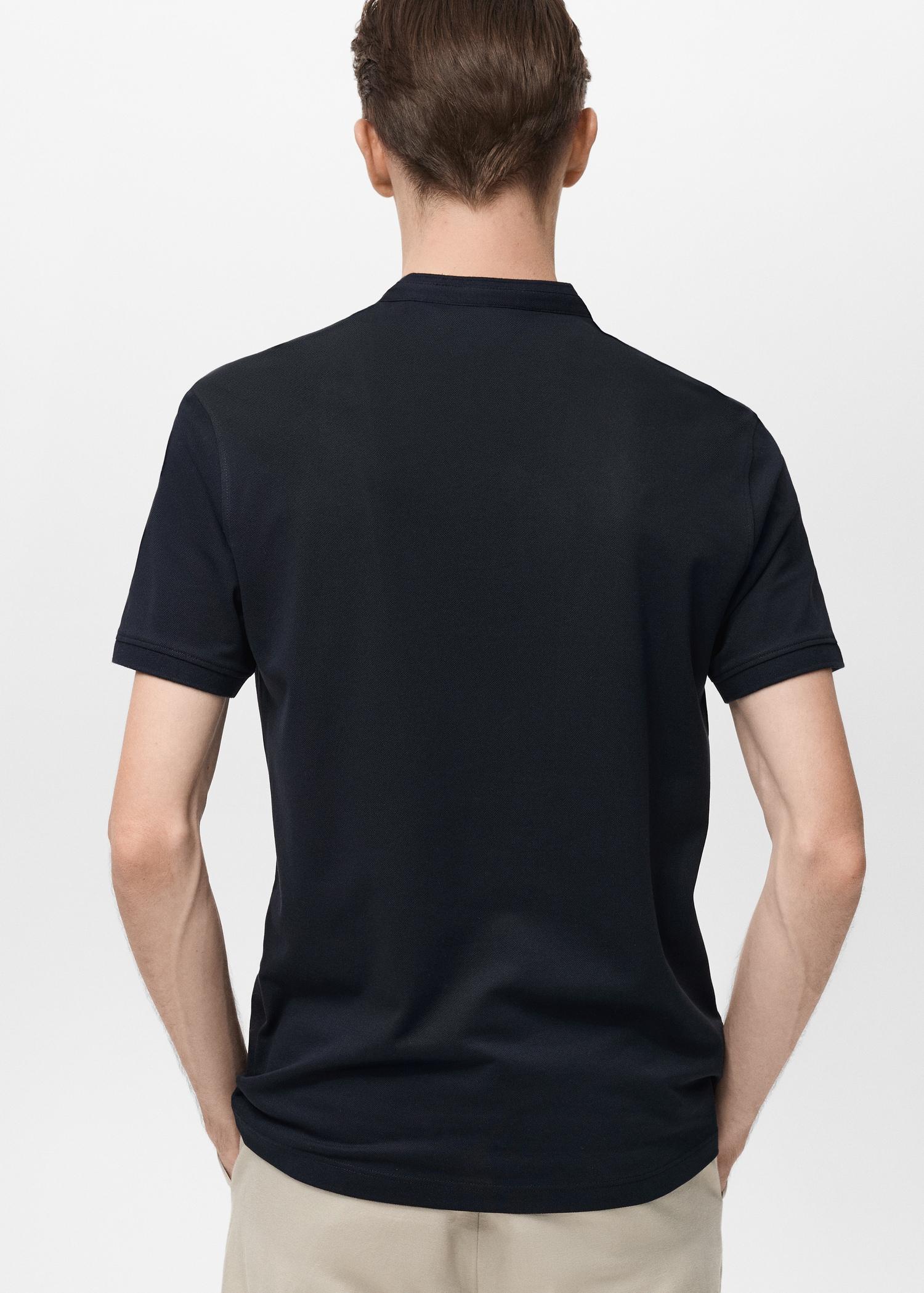 Mao collar cotton polo - Men | MANGO USA Product Image