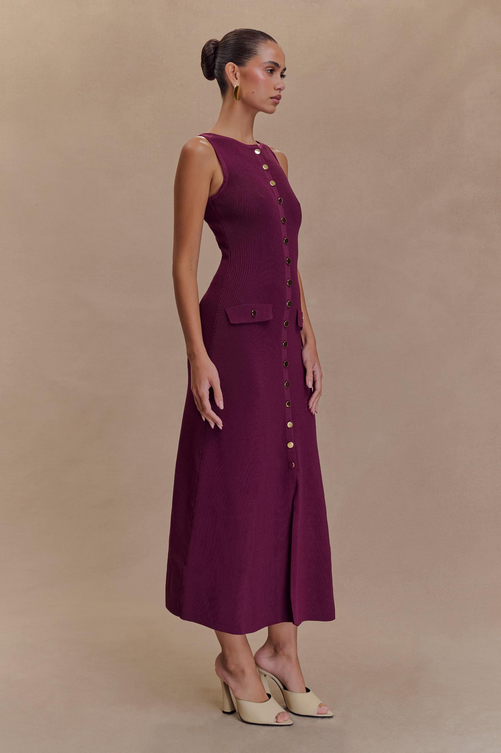 Sawyer Sleeveless Buttoned Maxi Dress - Plum Product Image