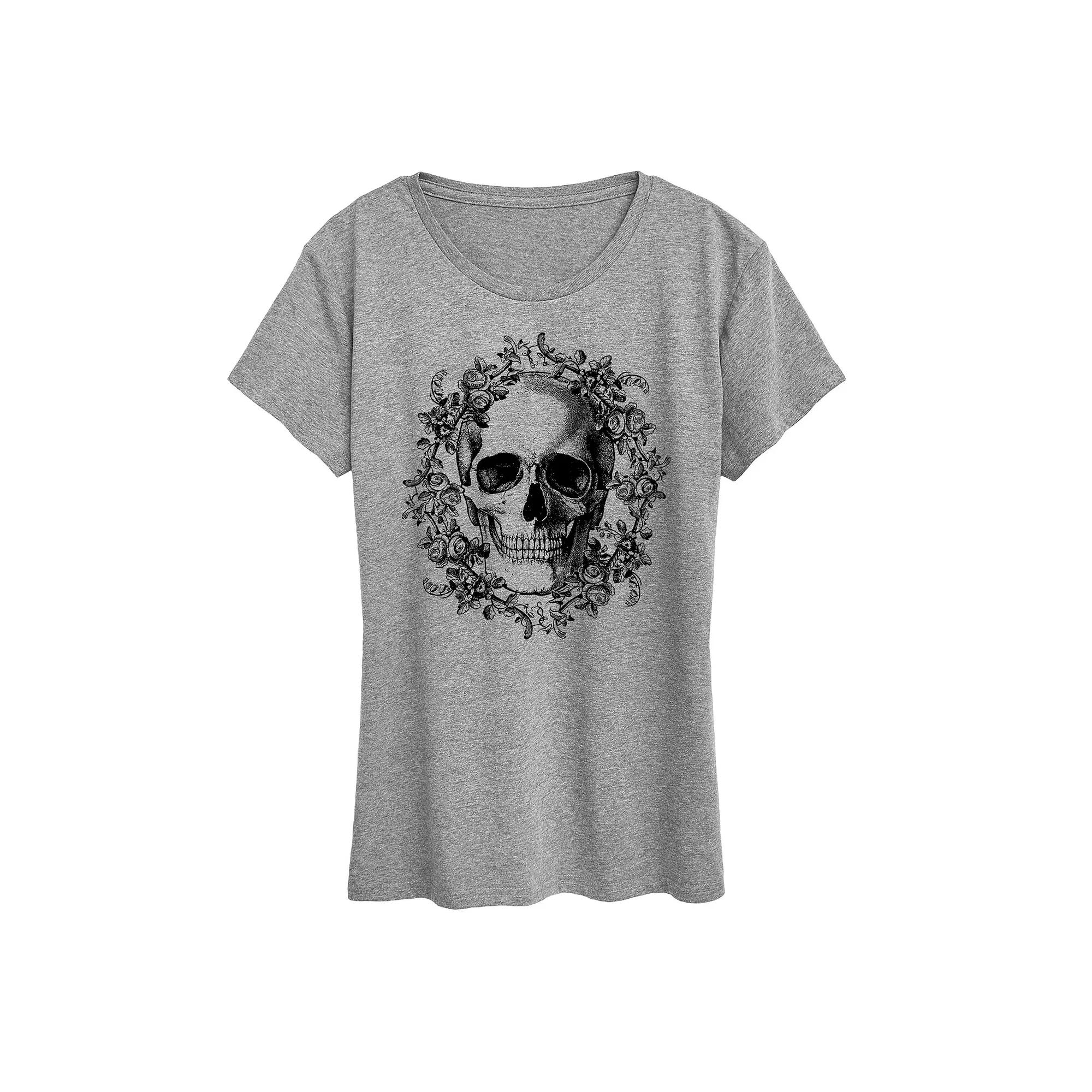 Women's Skull Wreath Graphic Tee,  Product Image
