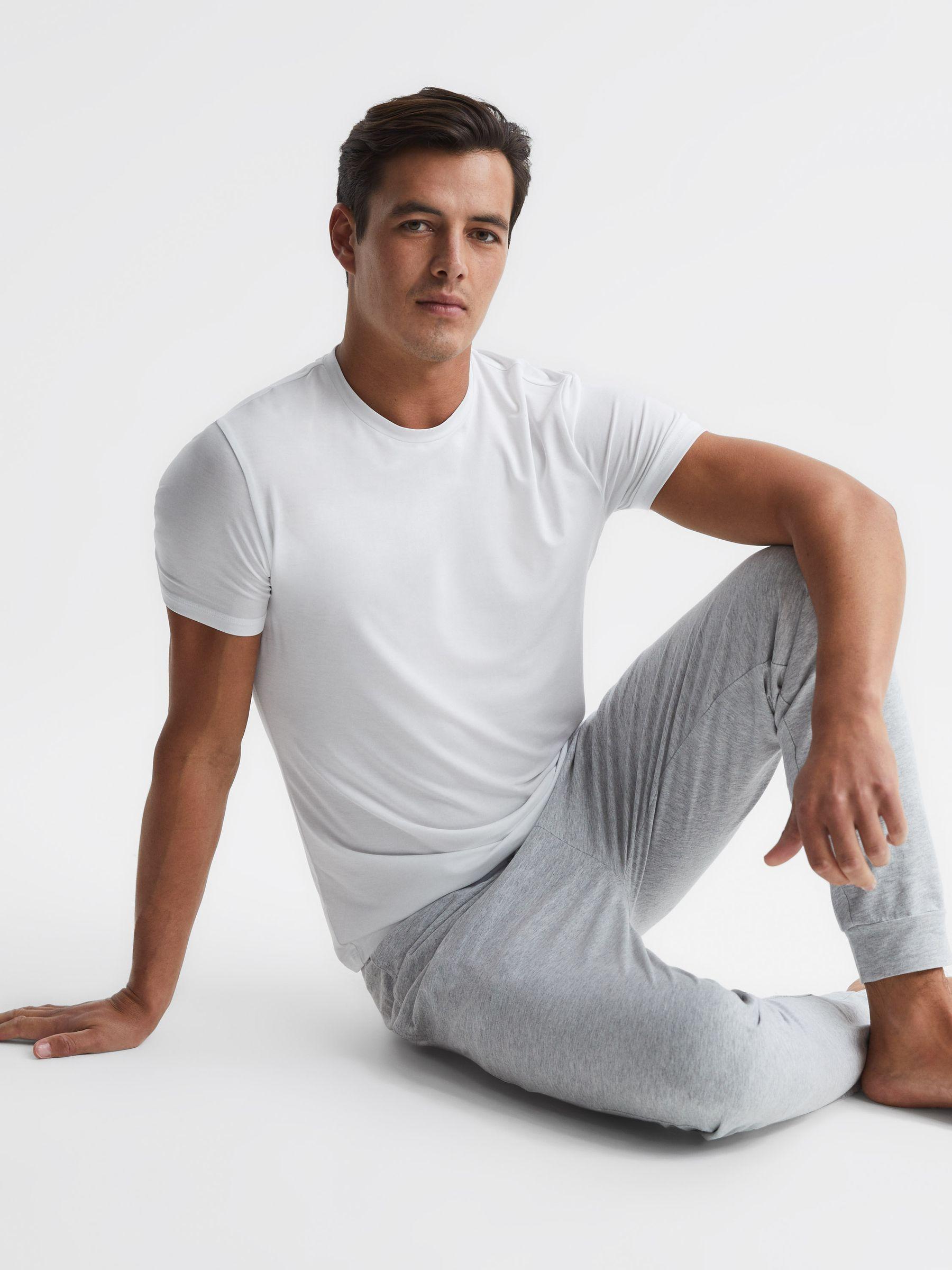 Crew Neck Mercerised Cotton Jersey T-Shirt in White Product Image