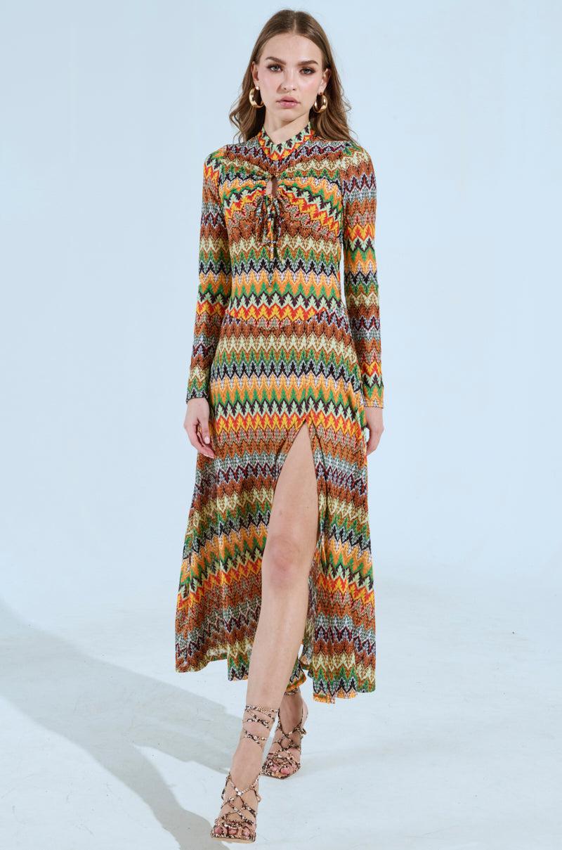 BAYLEE ABSTRACT PRINT KNIT MAXI DRESS Product Image