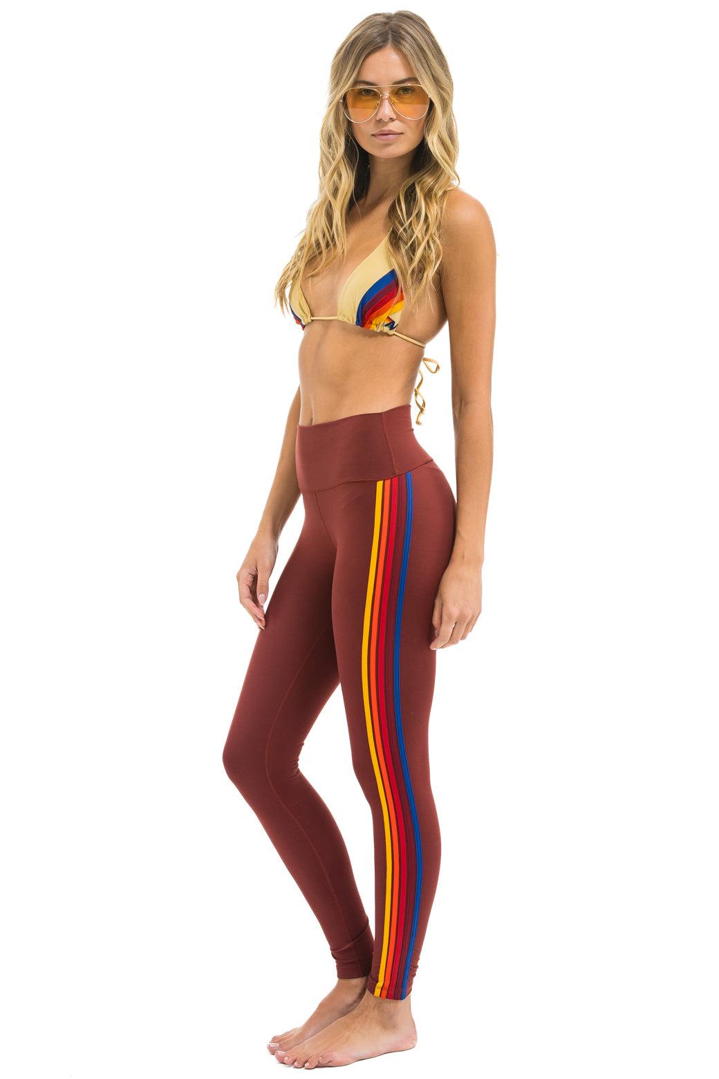 FULL LENGTH HI-RISE 5 STRIPE LEGGINGS - BRICK Female Product Image