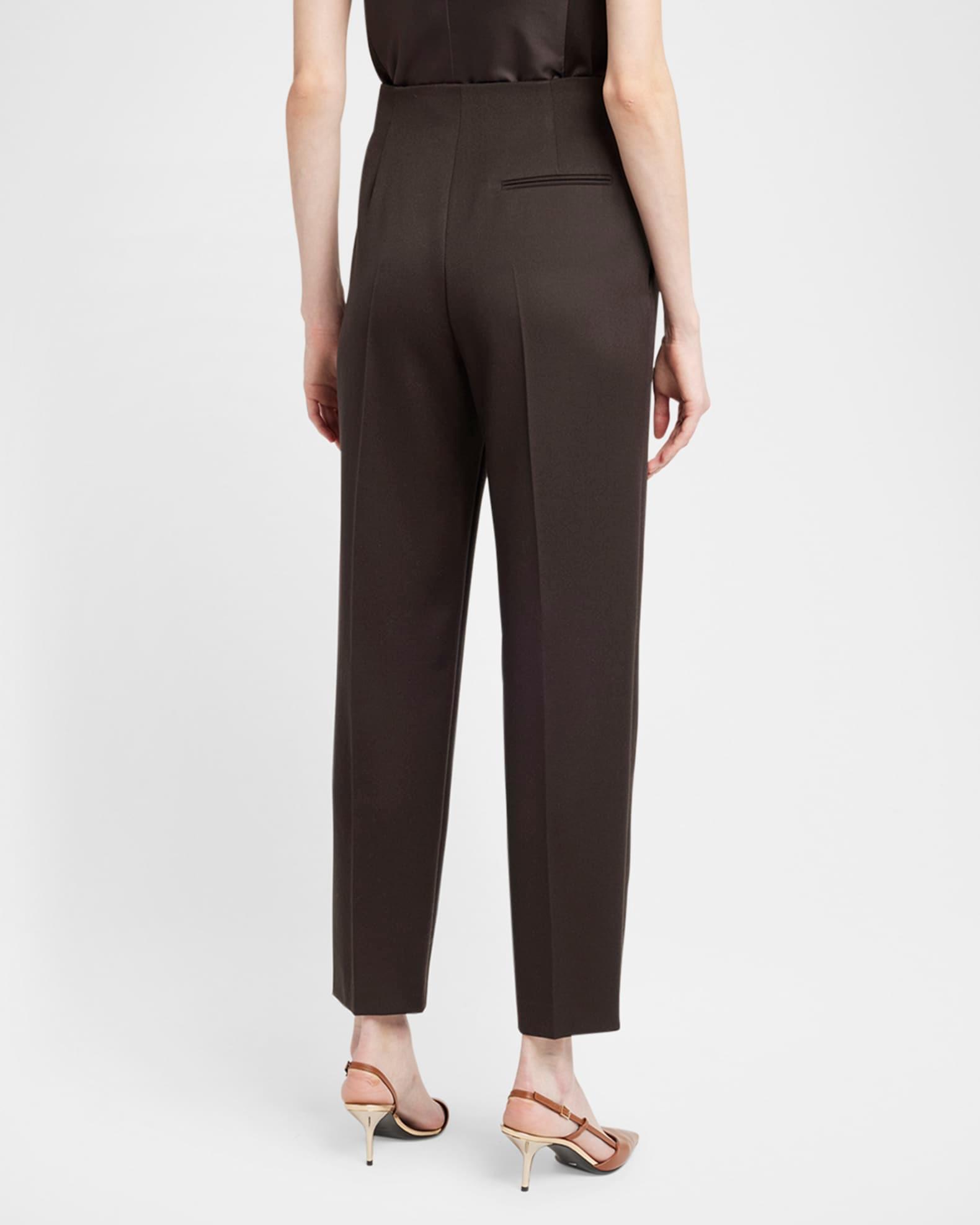 Pleated Wool Straight-Leg Ankle Trousers Product Image