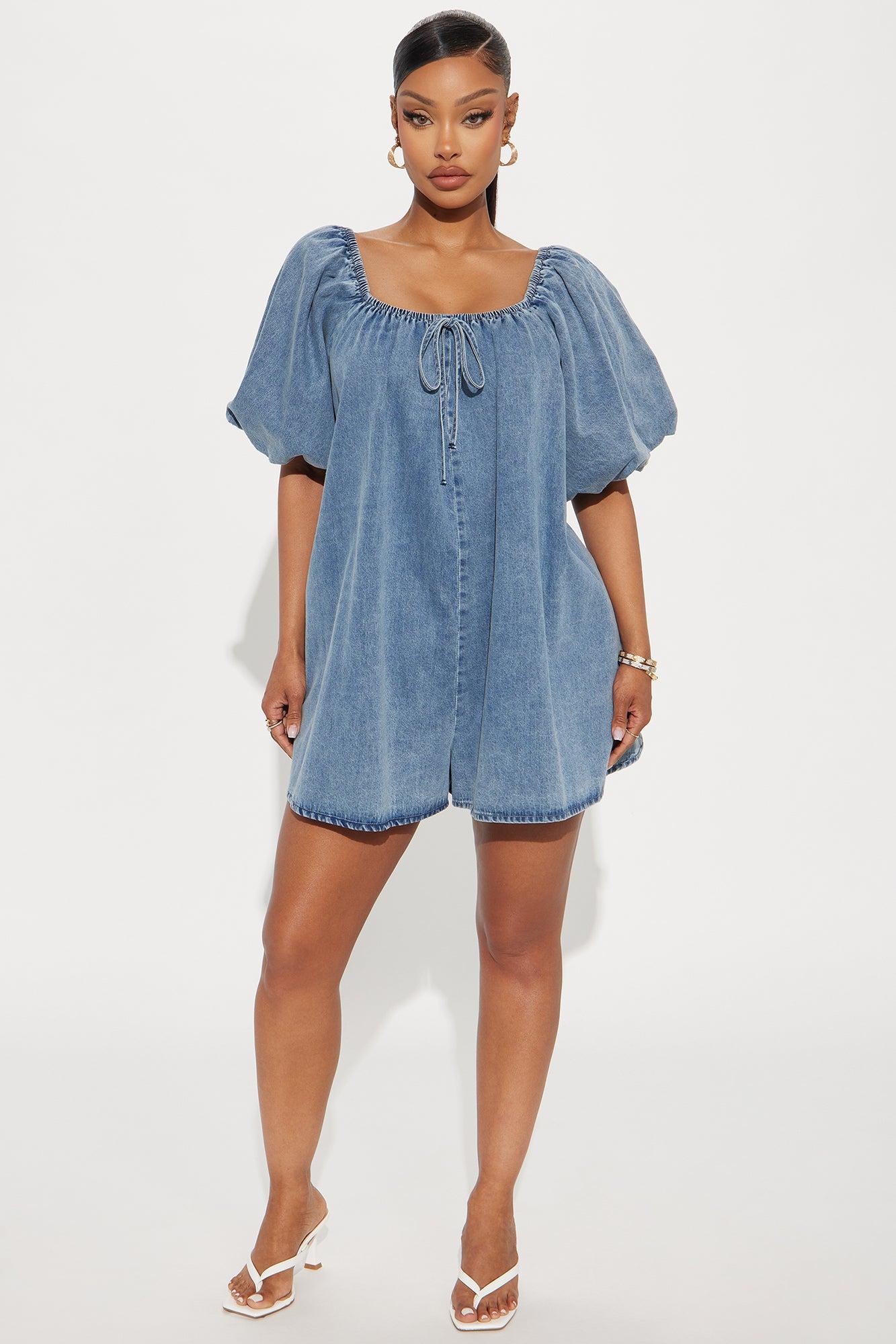 Mimi Denim Romper - Light Wash Product Image