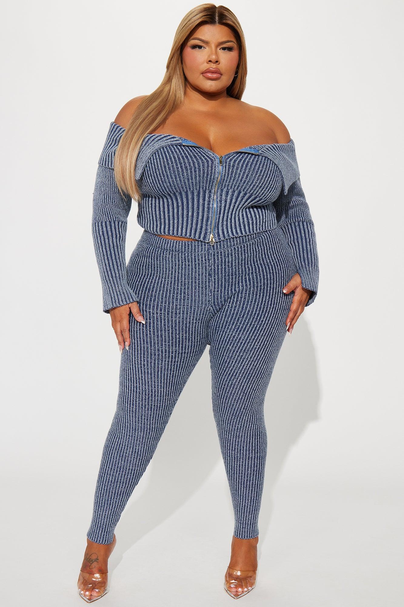 New Day Sweater Mineral Wash Legging Set - Blue Female Product Image