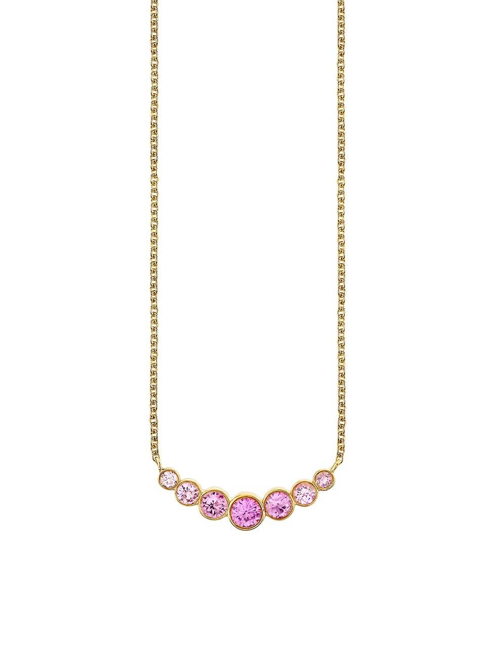 Womens Under The Sea 14K Yellow Gold & Pink Sapphire Bar Pendant Necklace Product Image